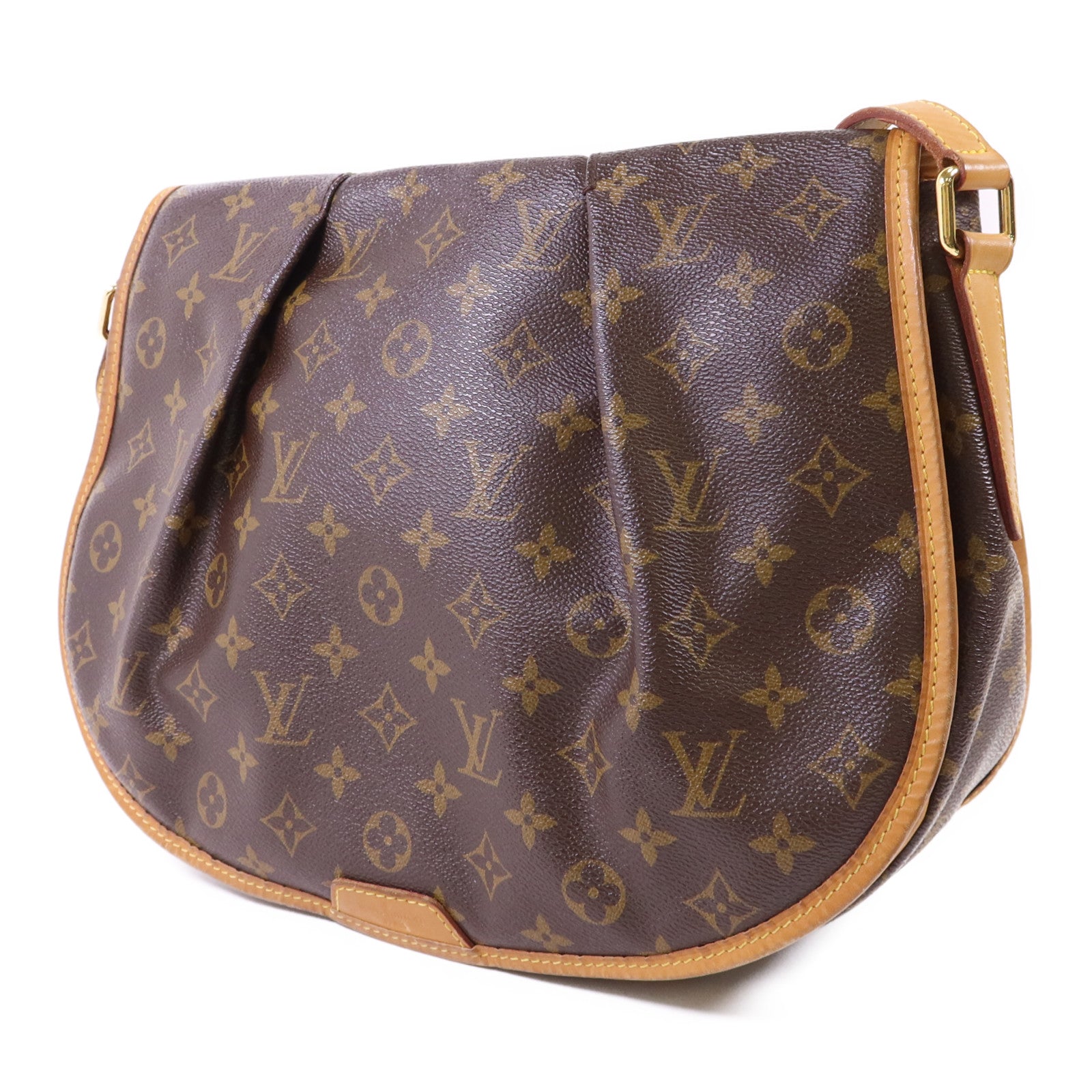 LOUIS VUITTON Monogram Menilmontant MM金扣肩背袋棕色