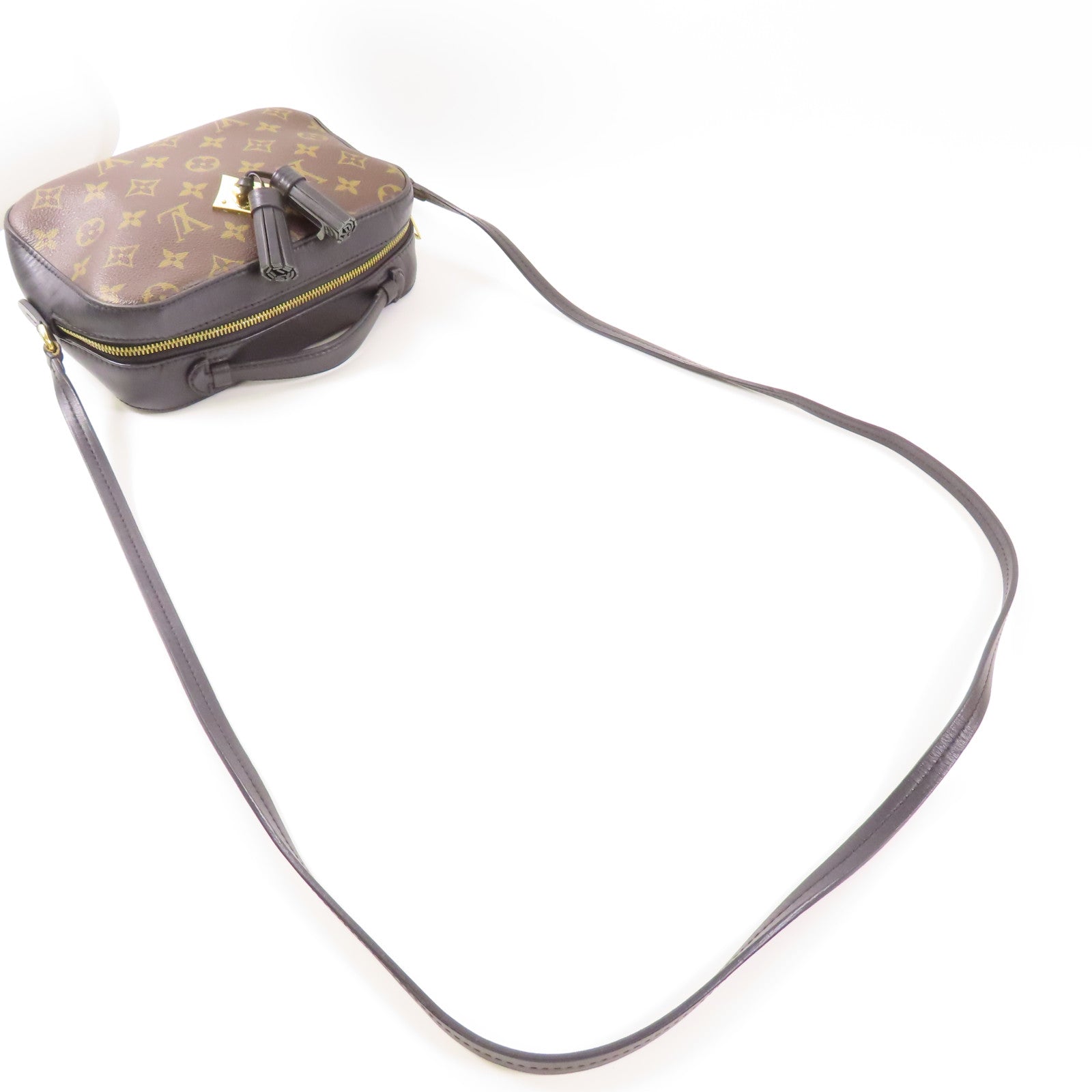 LOUIS VUITTON LV GHW Saintonge Shoulder Bag M43555 Monogram Brown/Black