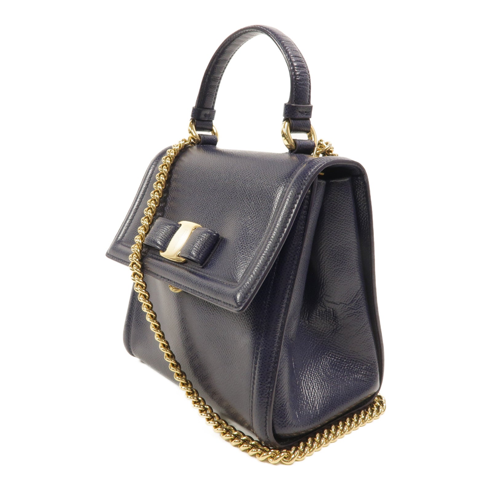 Salvatore Ferragamo 牛皮皮革2 Way Shoulder鏈帶手挽肩背兩用袋