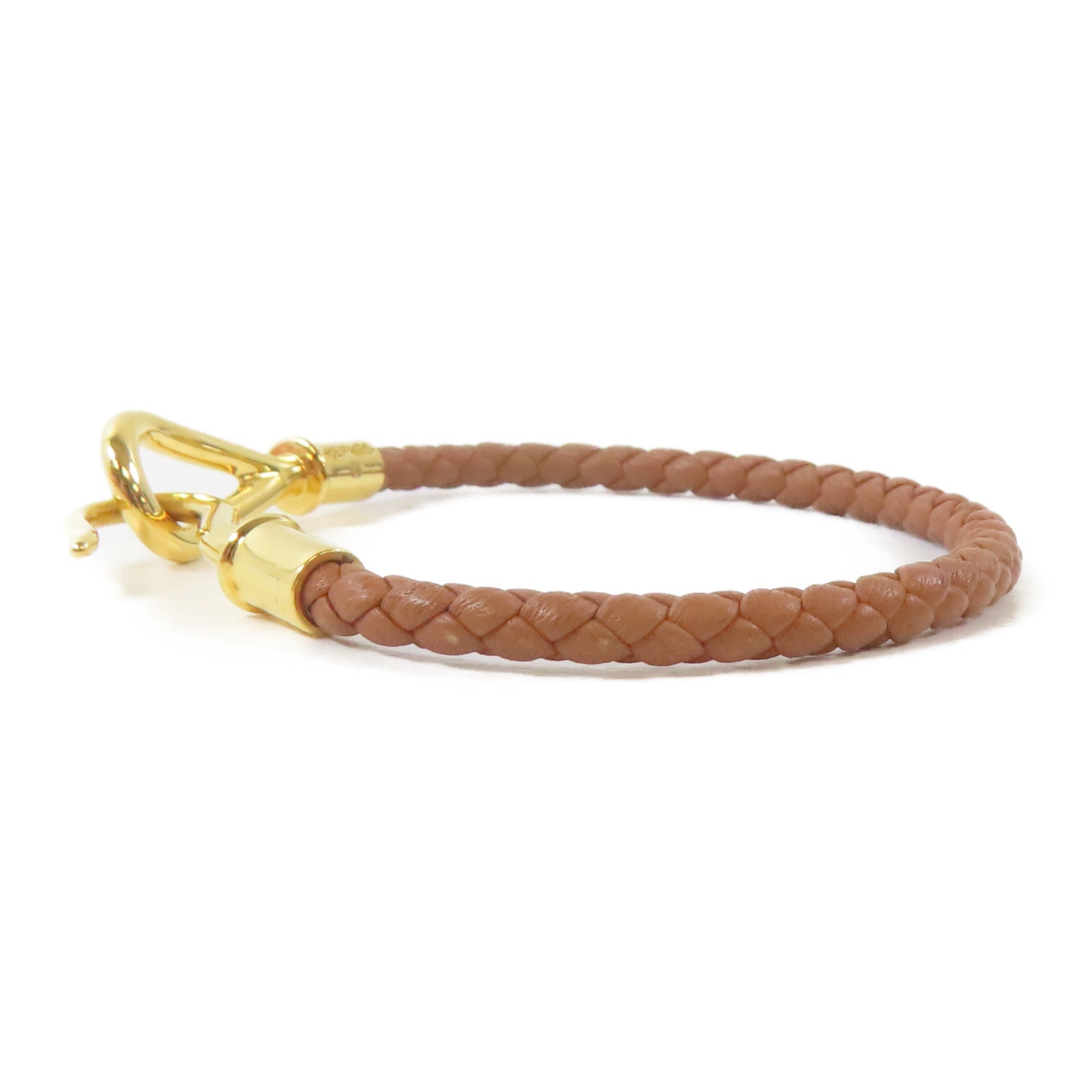 HERMES 皮革Jumbo H Bracelet金扣手鐲Gold/金色/經典駝色#14.5cm