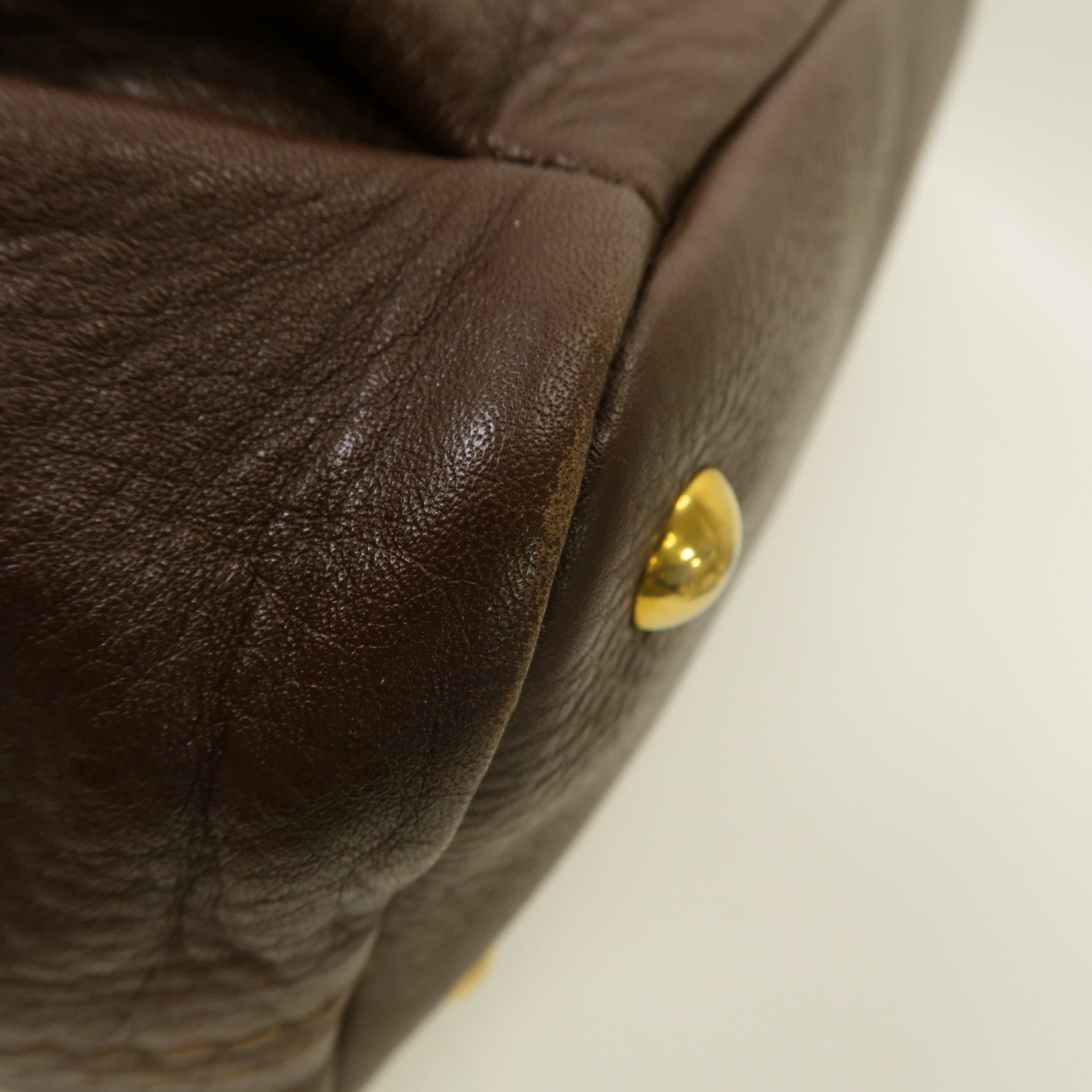 Miu Miu 牛皮皮革2way Shoulder Bag金扣手挽肩背兩用袋啡色