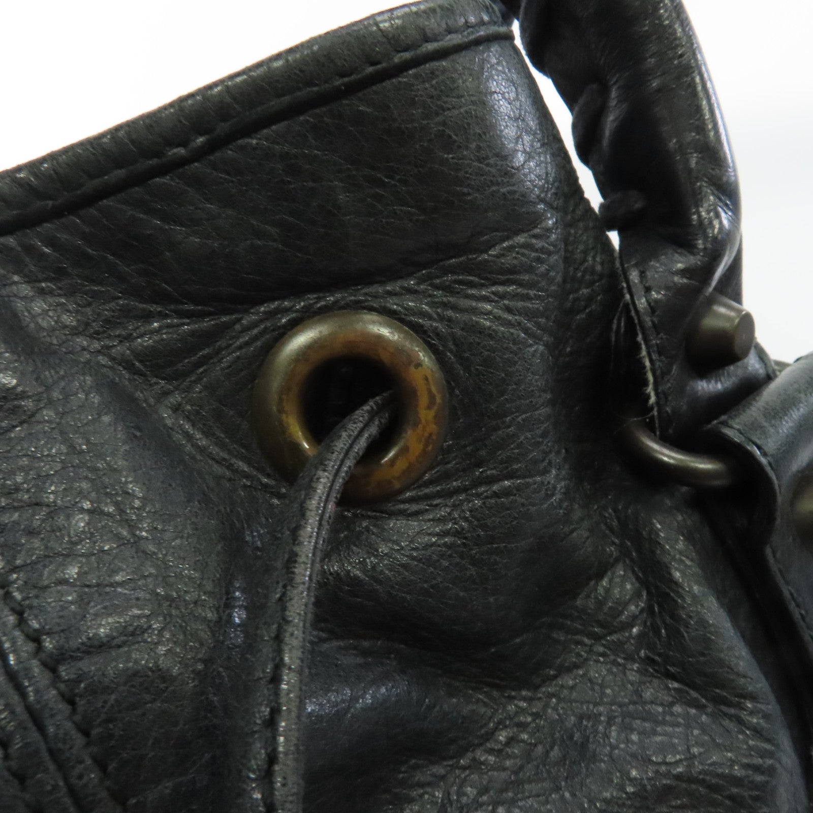 BALENCIAGA 皮革2 Way Shoulder金扣手挽肩背兩用袋深灰色