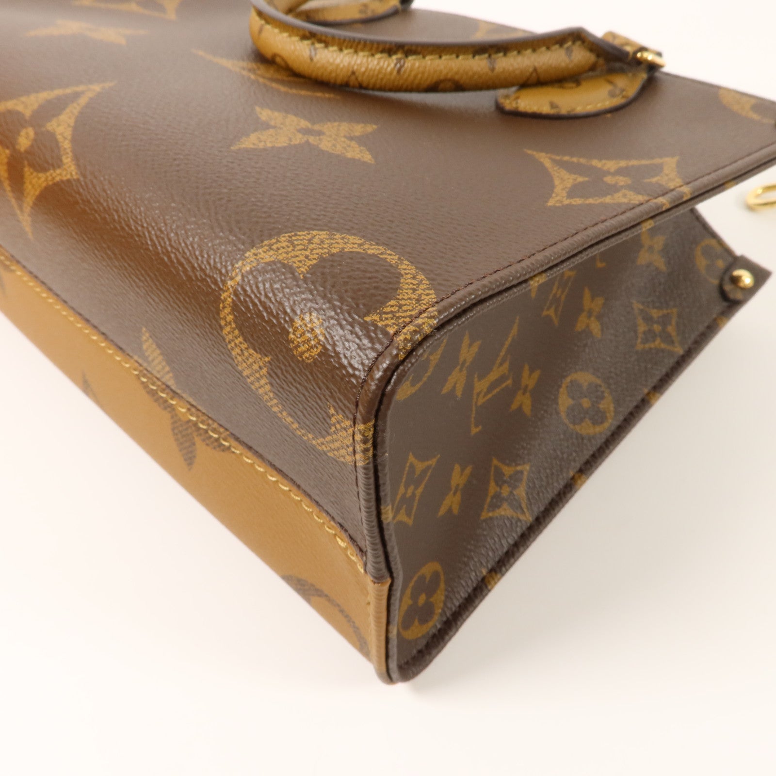 LOUIS VUITTON Monogram Giant OnTheGo PM金扣手挽肩背兩用袋棕色