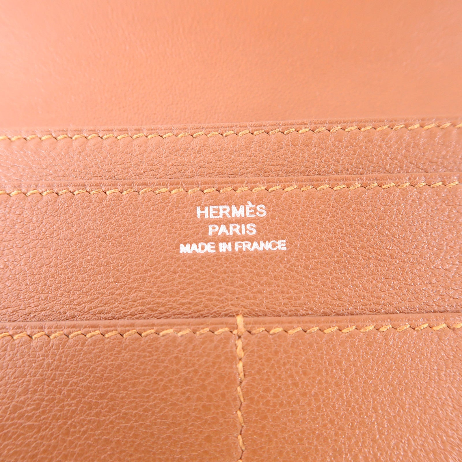 HERMES Swift皮革Dogon GM銀扣長錢包Gold