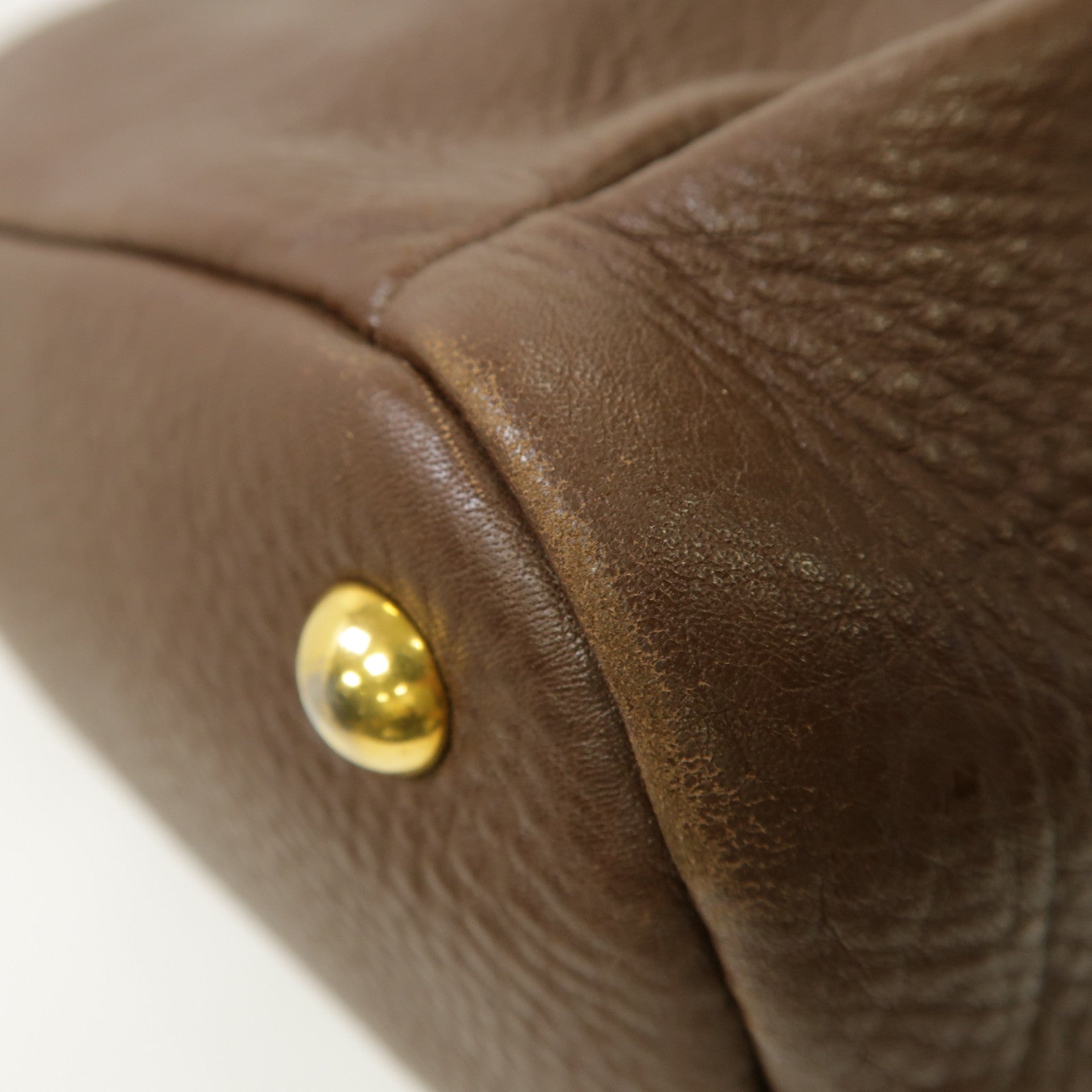 Miu Miu 牛皮皮革2way Shoulder Bag金扣手挽肩背兩用袋啡色