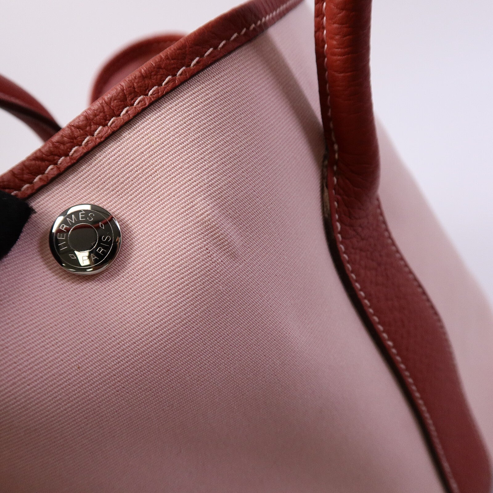 HERMES Canvas Garden Party PM手挽袋Rose Sakura/Rouge Du
