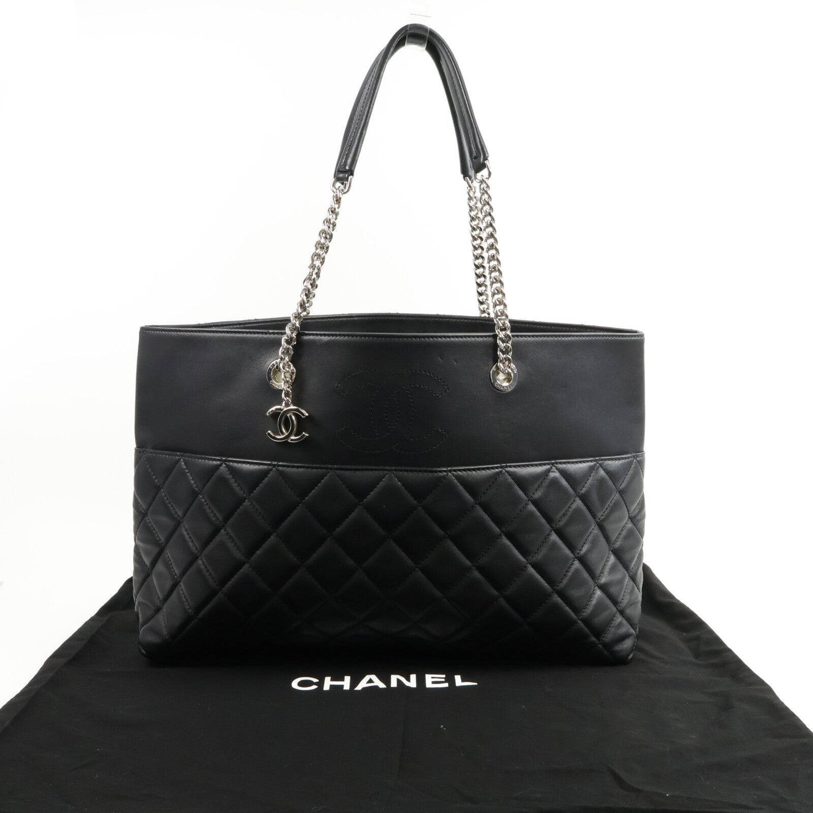CHANEL 羊皮皮革Tote Bag鏈帶手挽袋
