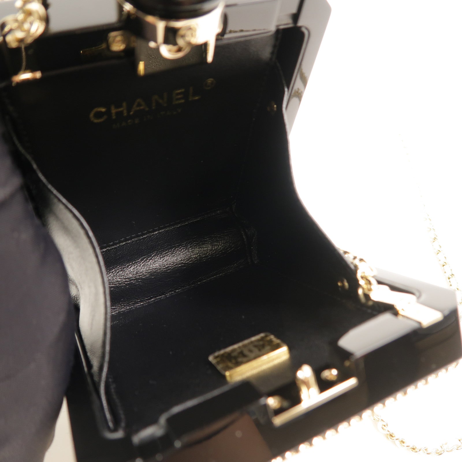 CHANEL 羊皮皮革PVC Chain Shoulder鏈帶肩背袋