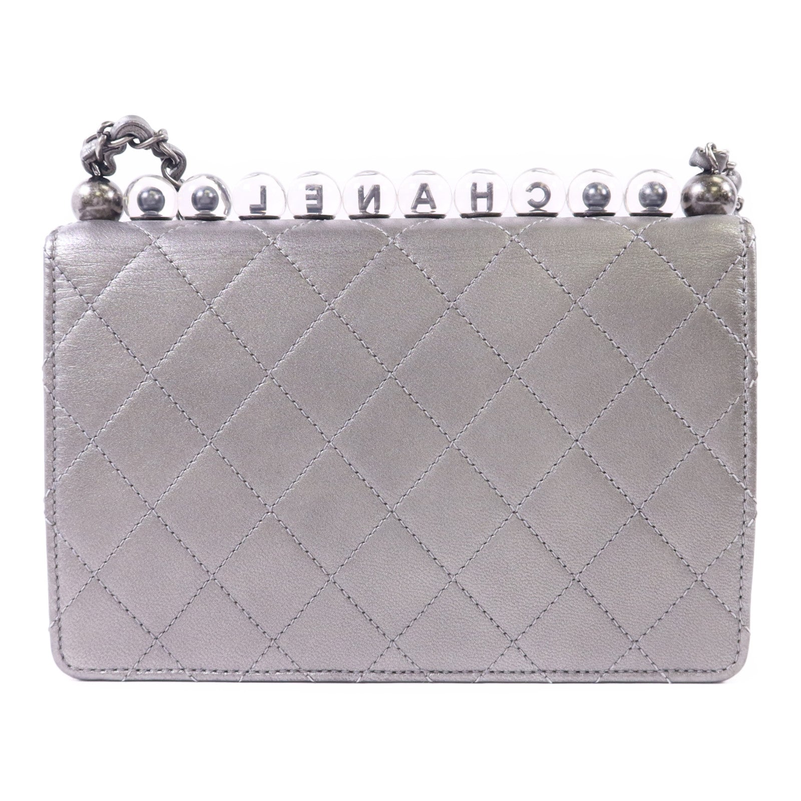 CHANEL 【激減優惠】牛皮皮革Chain Shoulder Bag銀扣鏈帶肩背袋