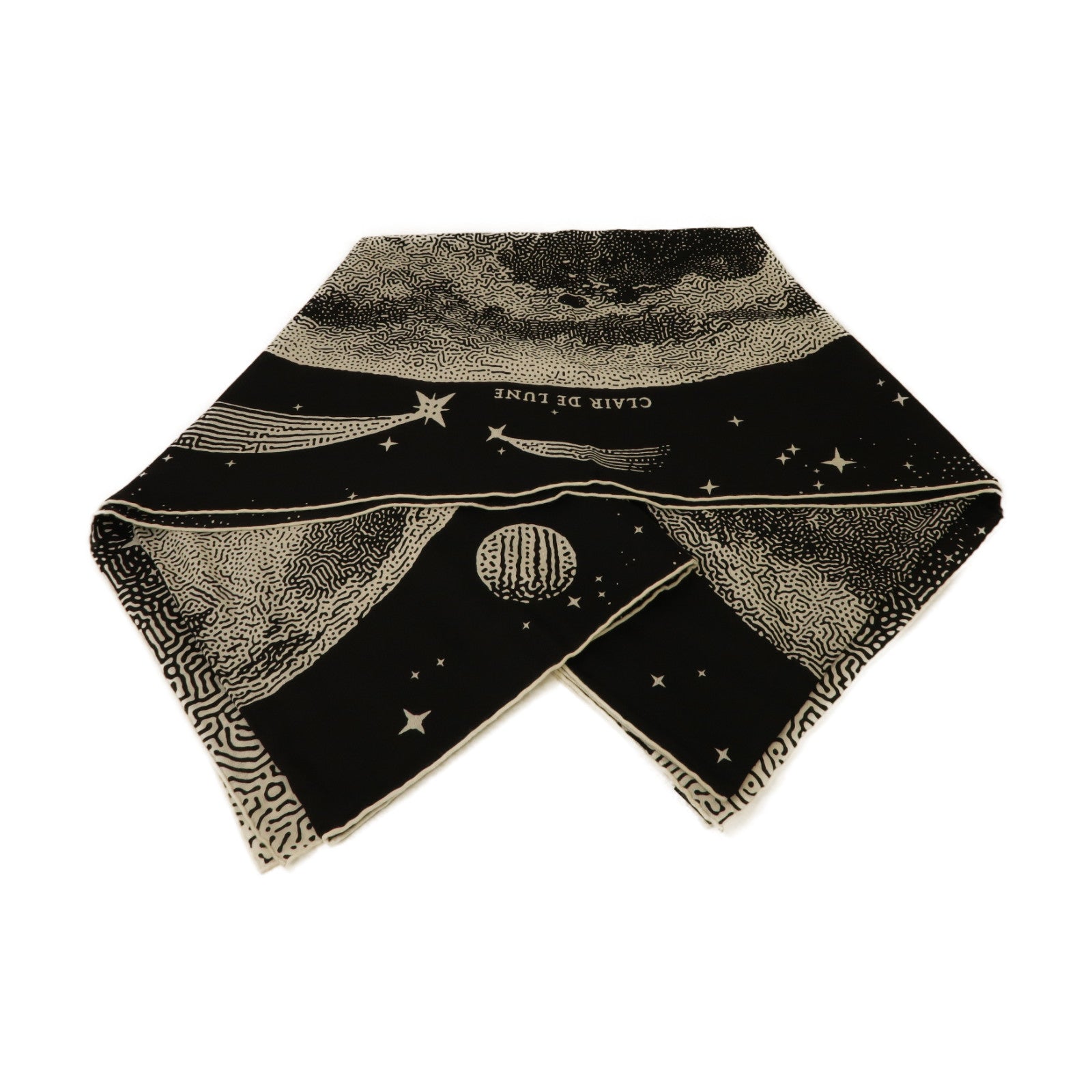 HERMES Cashmere Scarf圍巾黒色/白色