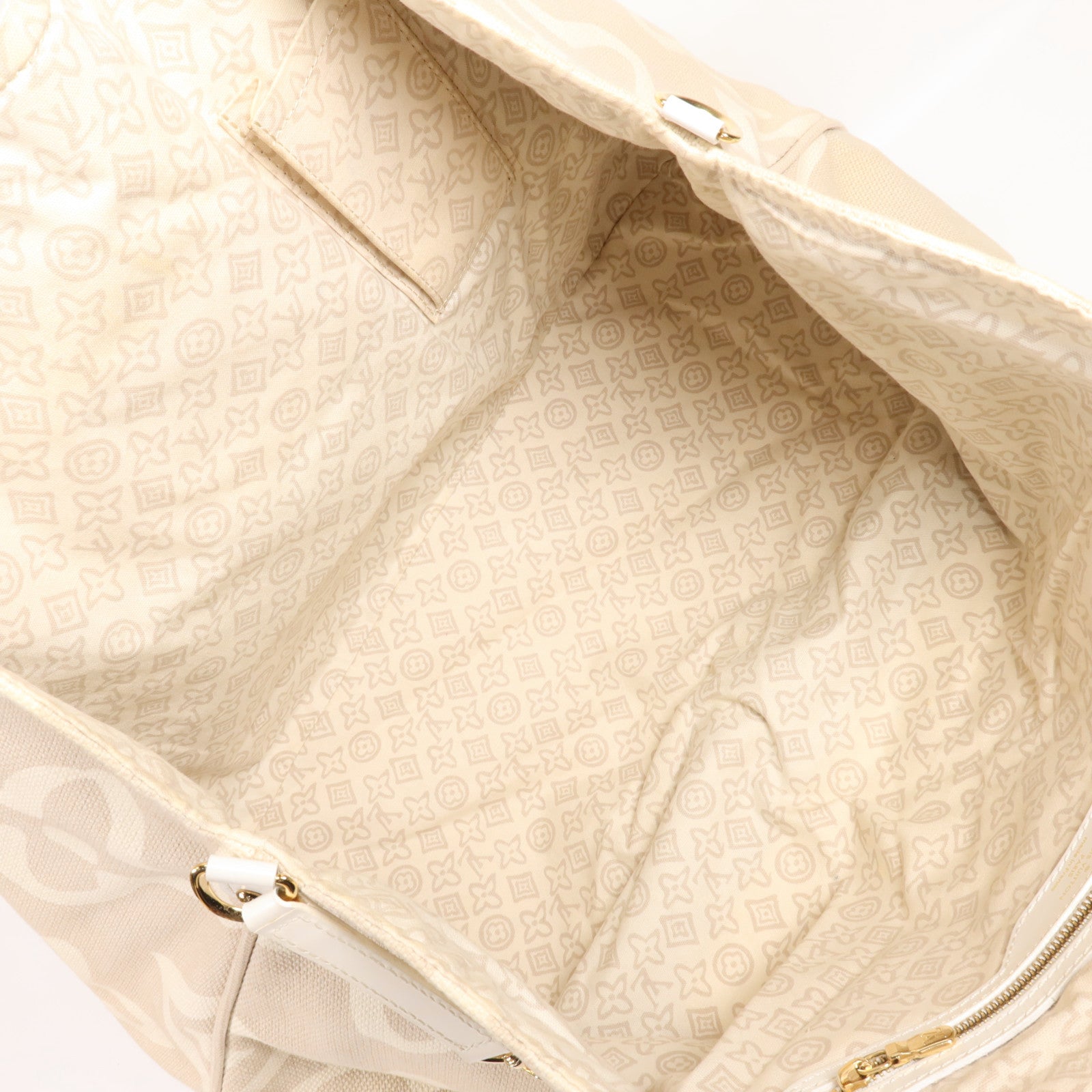 LOUIS VUITTON 帆布Tahitienne GM金扣肩背袋