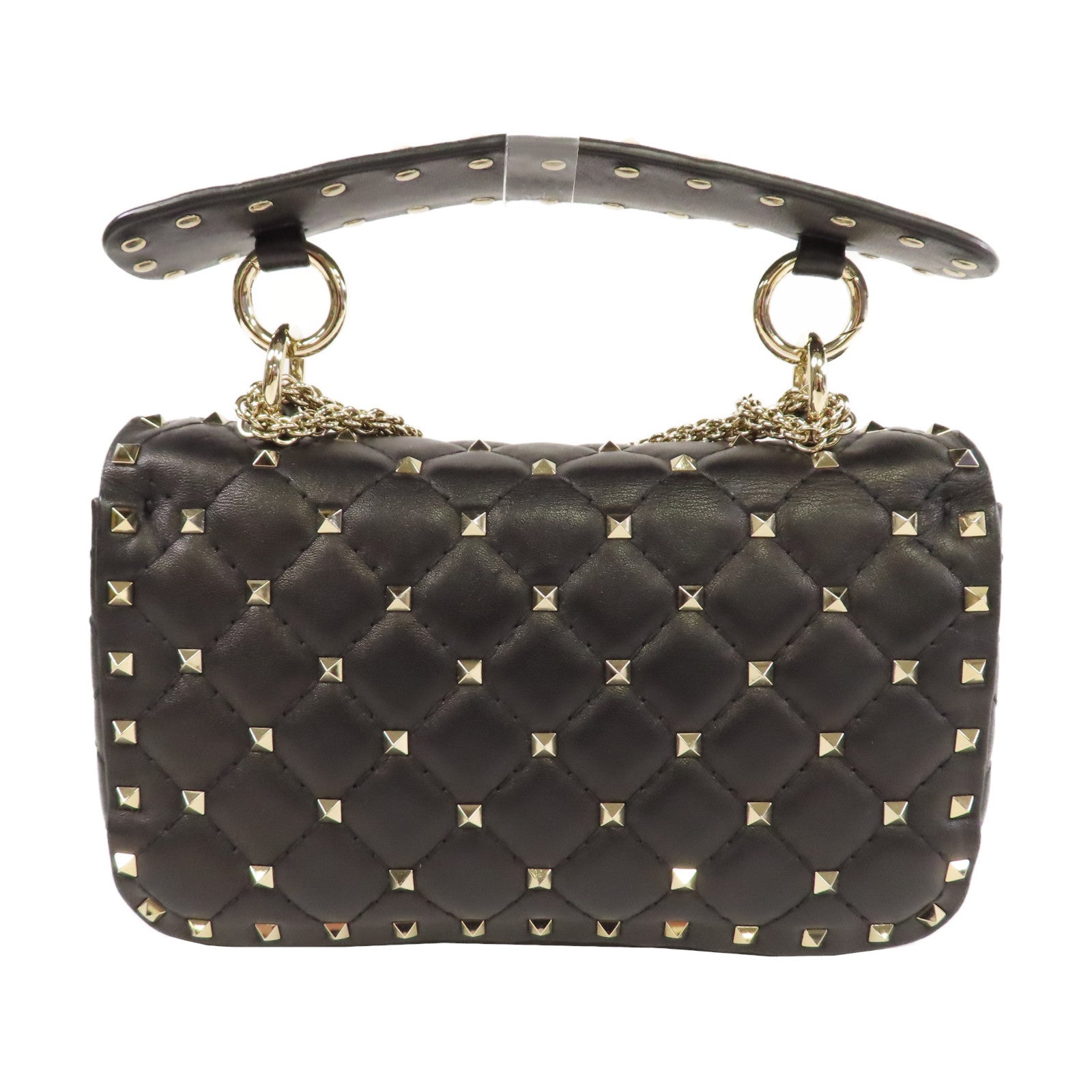 Valentino 皮革2 Way Shoulder金扣手挽肩背兩用袋黑色