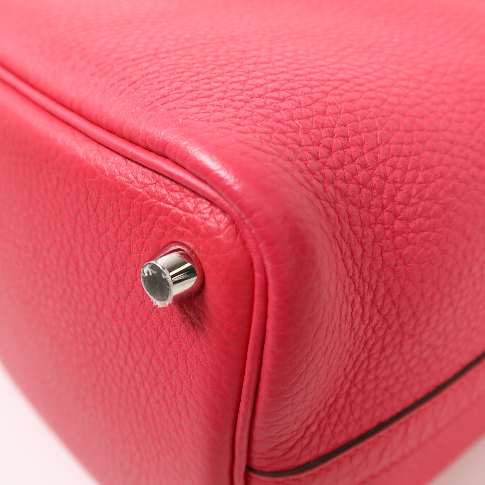 HERMES 【激減優惠】Clemence皮革Picotin PM銀扣手挽袋Rose Extreme