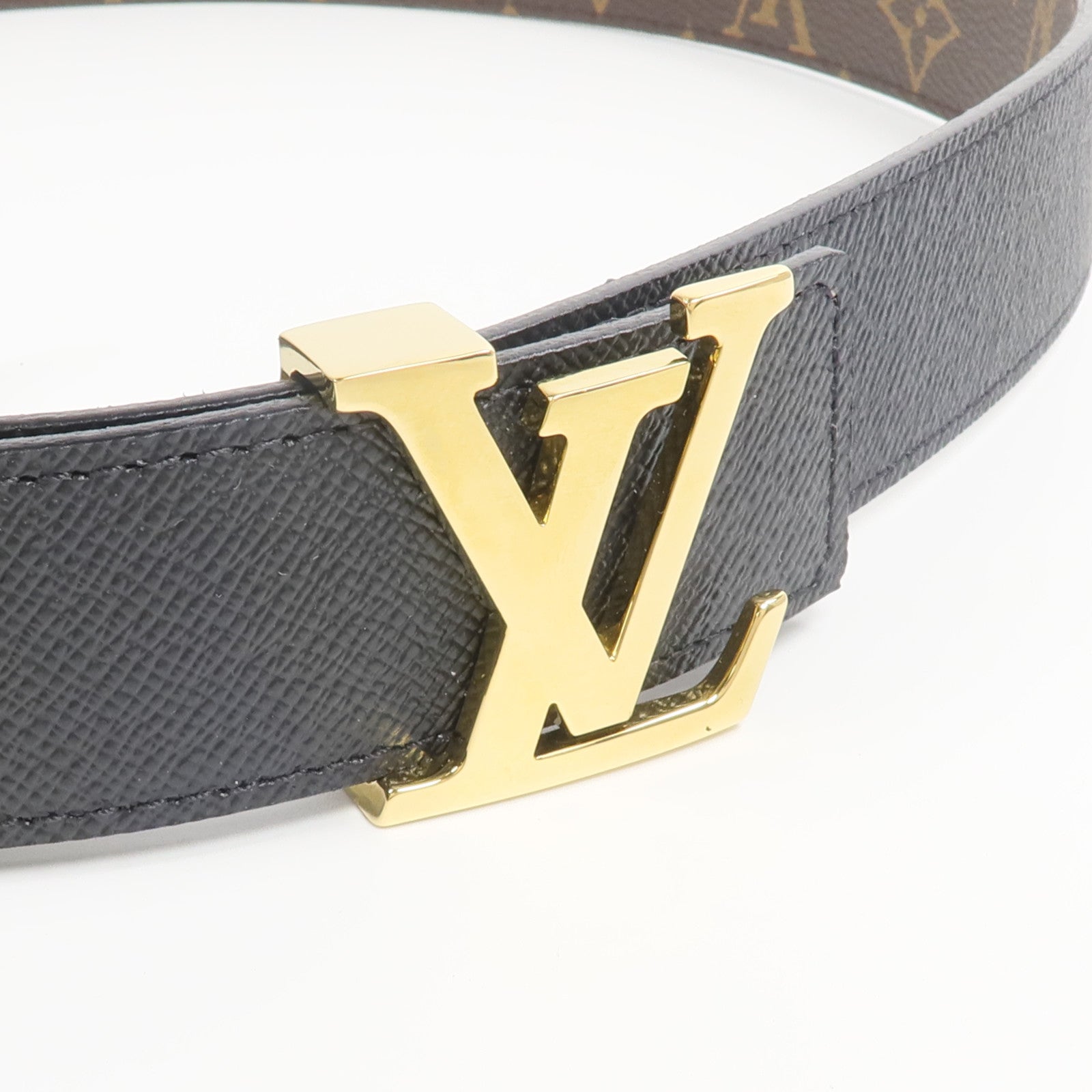 LOUIS VUITTON Monogram/牛皮皮革LV Initiales Reversible Belt 90cm皮帶