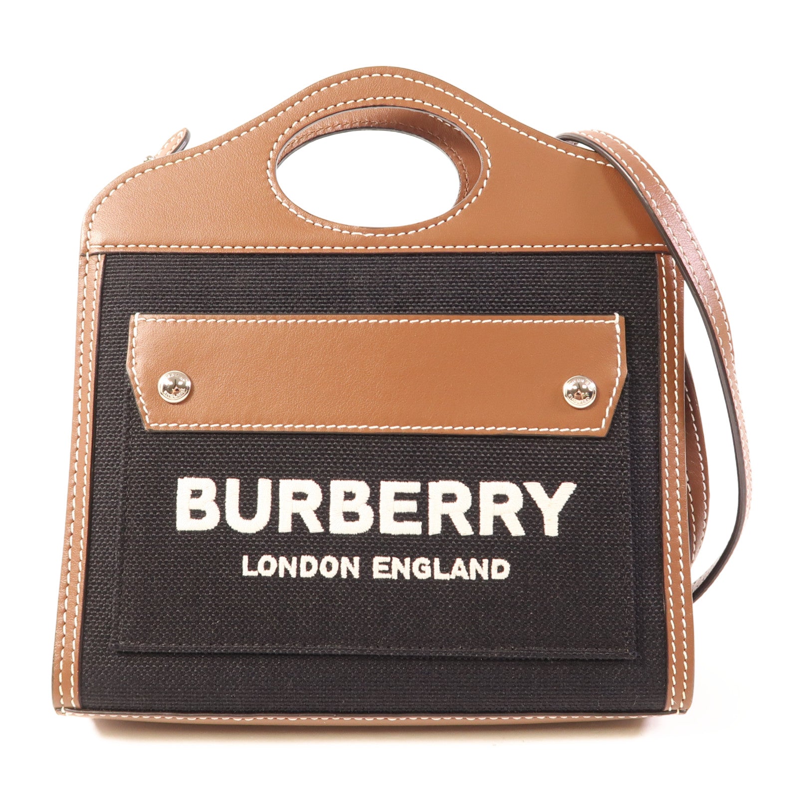 BURBERRY 帆布Shoulder Bag銀扣肩背袋