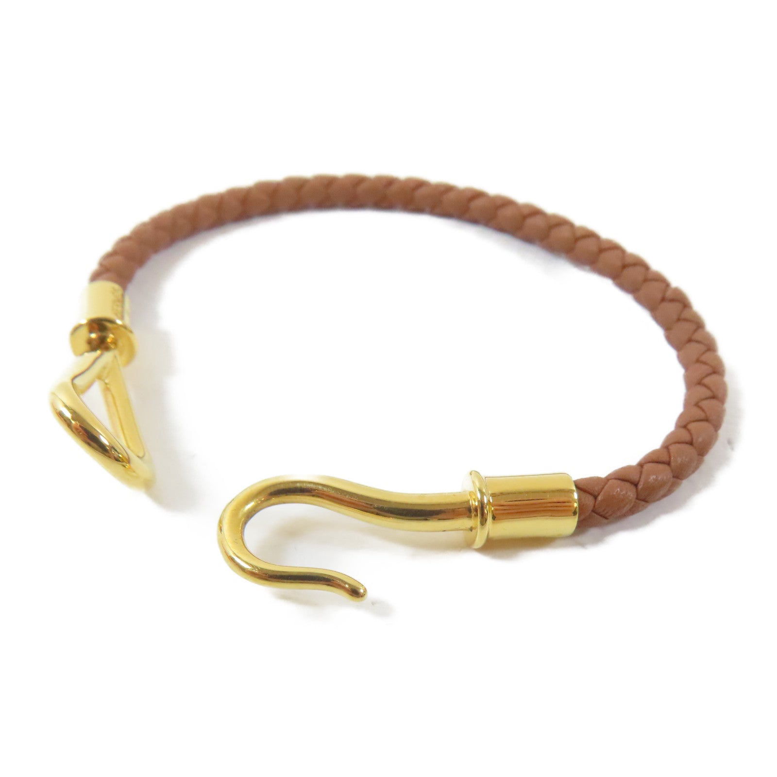 HERMES 皮革Jumbo H Bracelet金扣手鐲Gold/金色/經典駝色#14.5cm