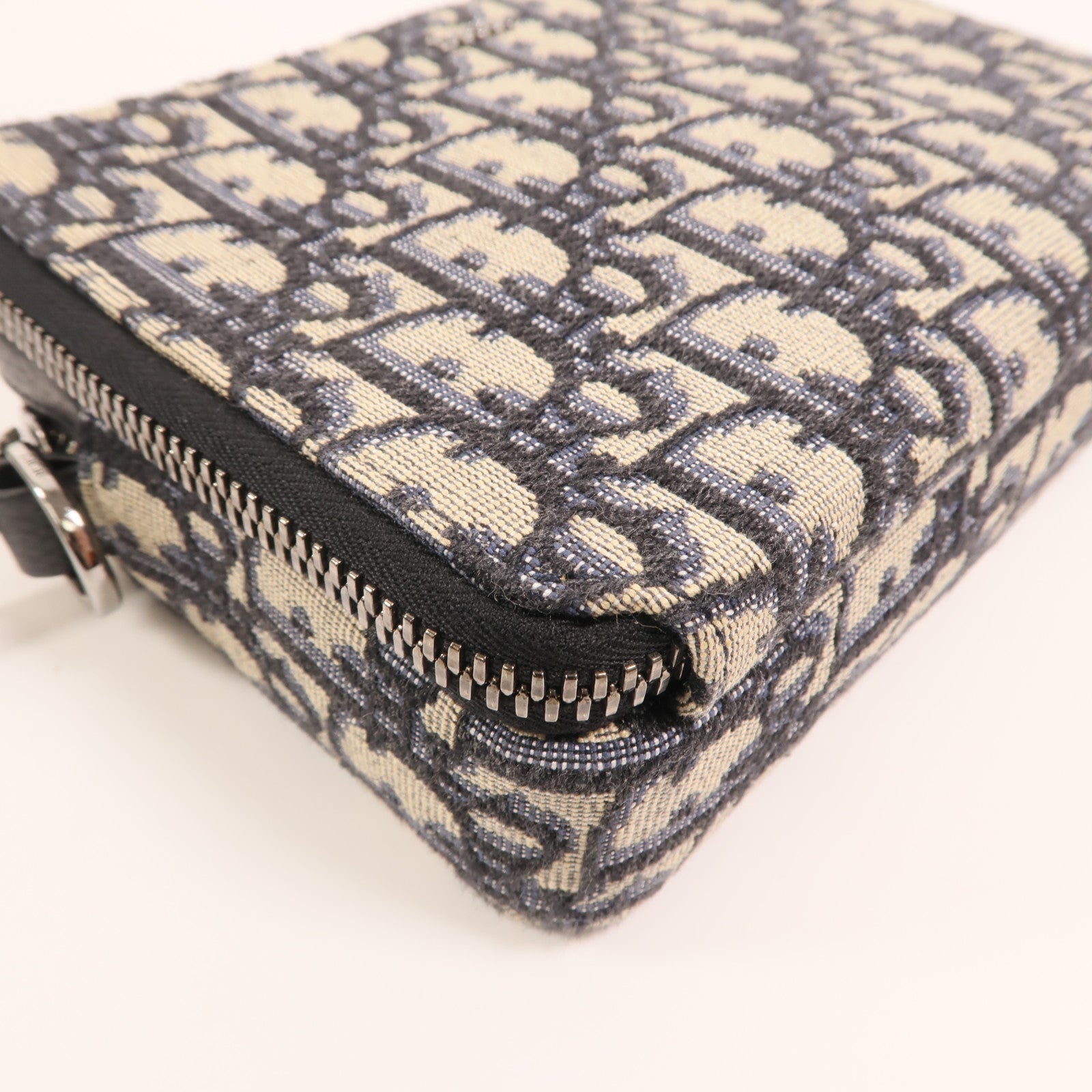 Dior 帆布Oblique Zipped Pouch With Strap銀扣肩背袋