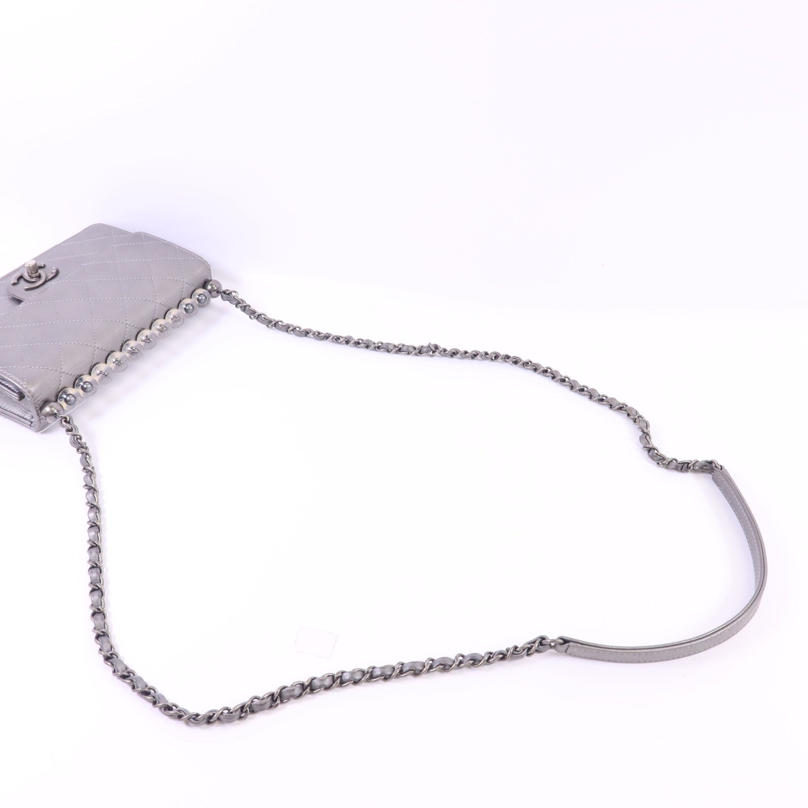 CHANEL 【激減優惠】牛皮皮革Chain Shoulder Bag銀扣鏈帶肩背袋