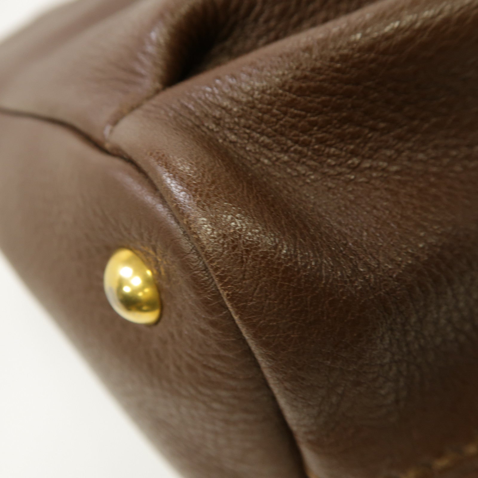 Miu Miu 牛皮皮革2way Shoulder Bag金扣手挽肩背兩用袋啡色