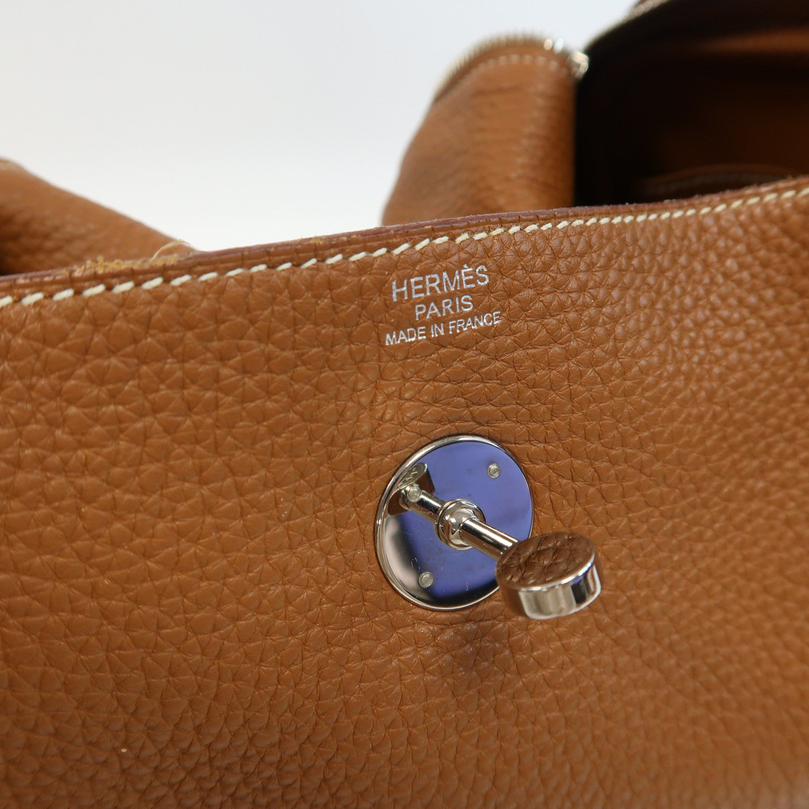 HERMES Clemence皮革Lindy 30銀扣手挽肩背兩用袋Gold啡色