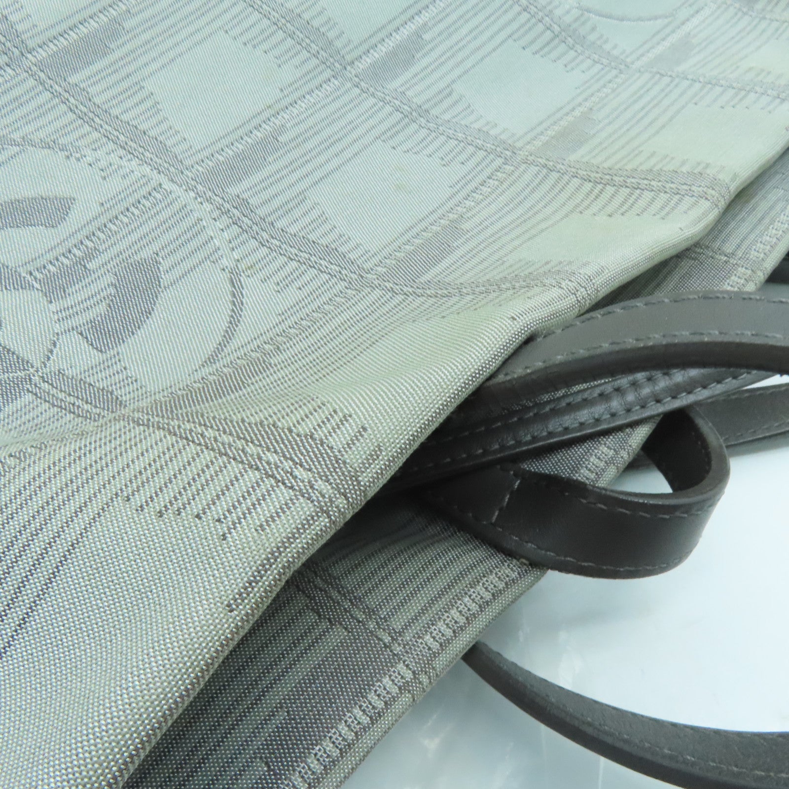 CHANEL Nylon New Travel Line Silver Buckle Hand Bag / Shoulder Bag Gray