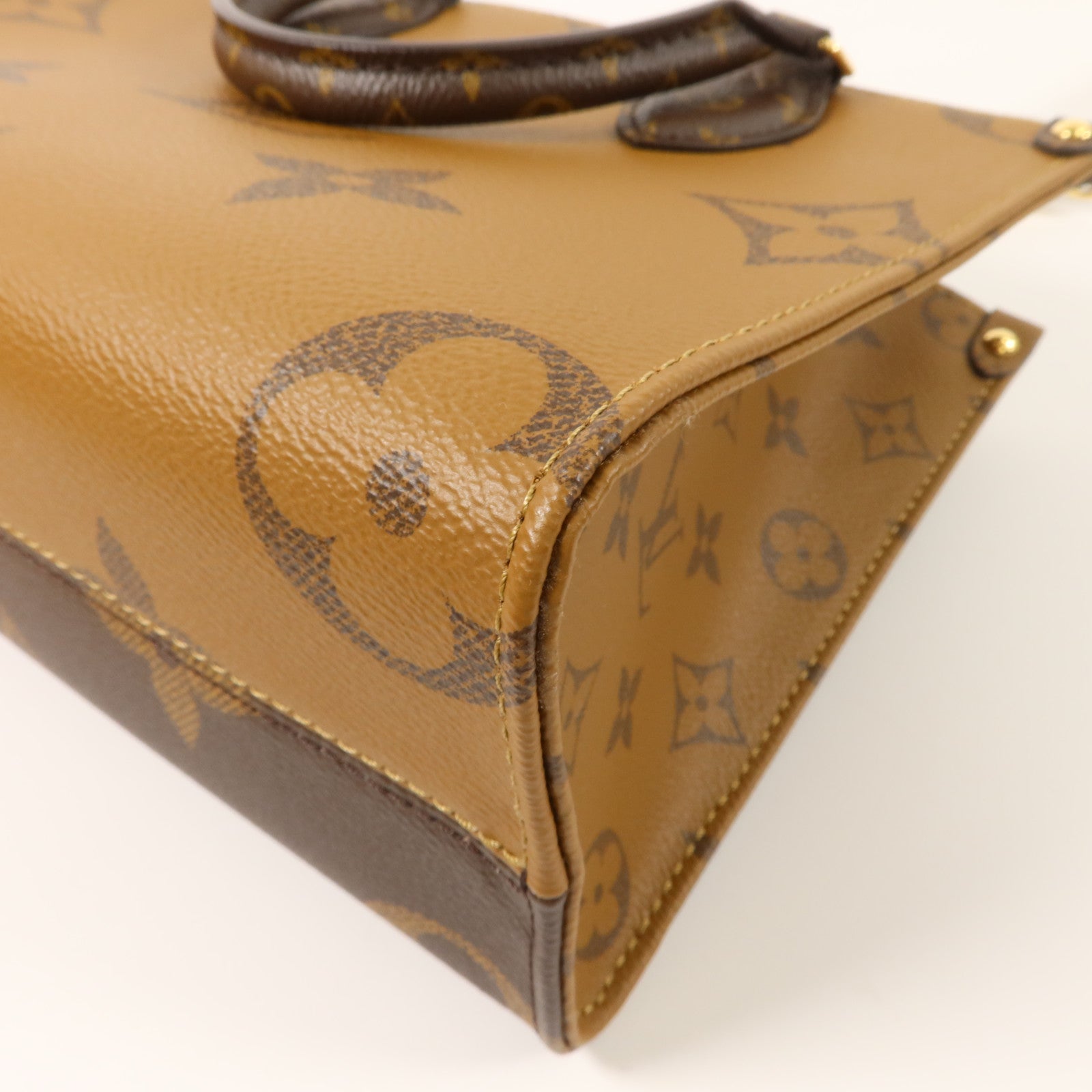 LOUIS VUITTON Monogram Giant OnTheGo PM金扣手挽肩背兩用袋棕色