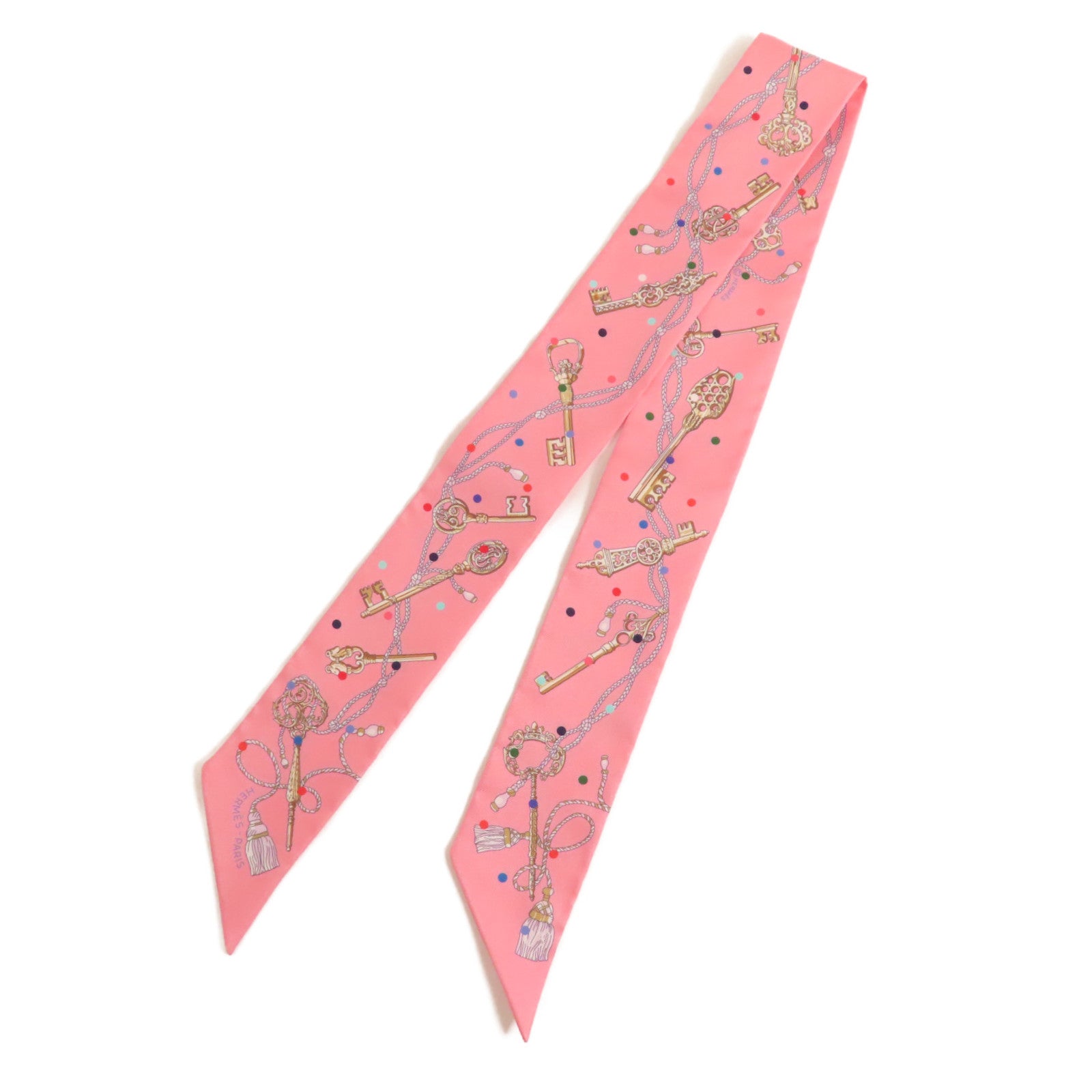 HERMES Twilly Scarf Scarves Silk Pink