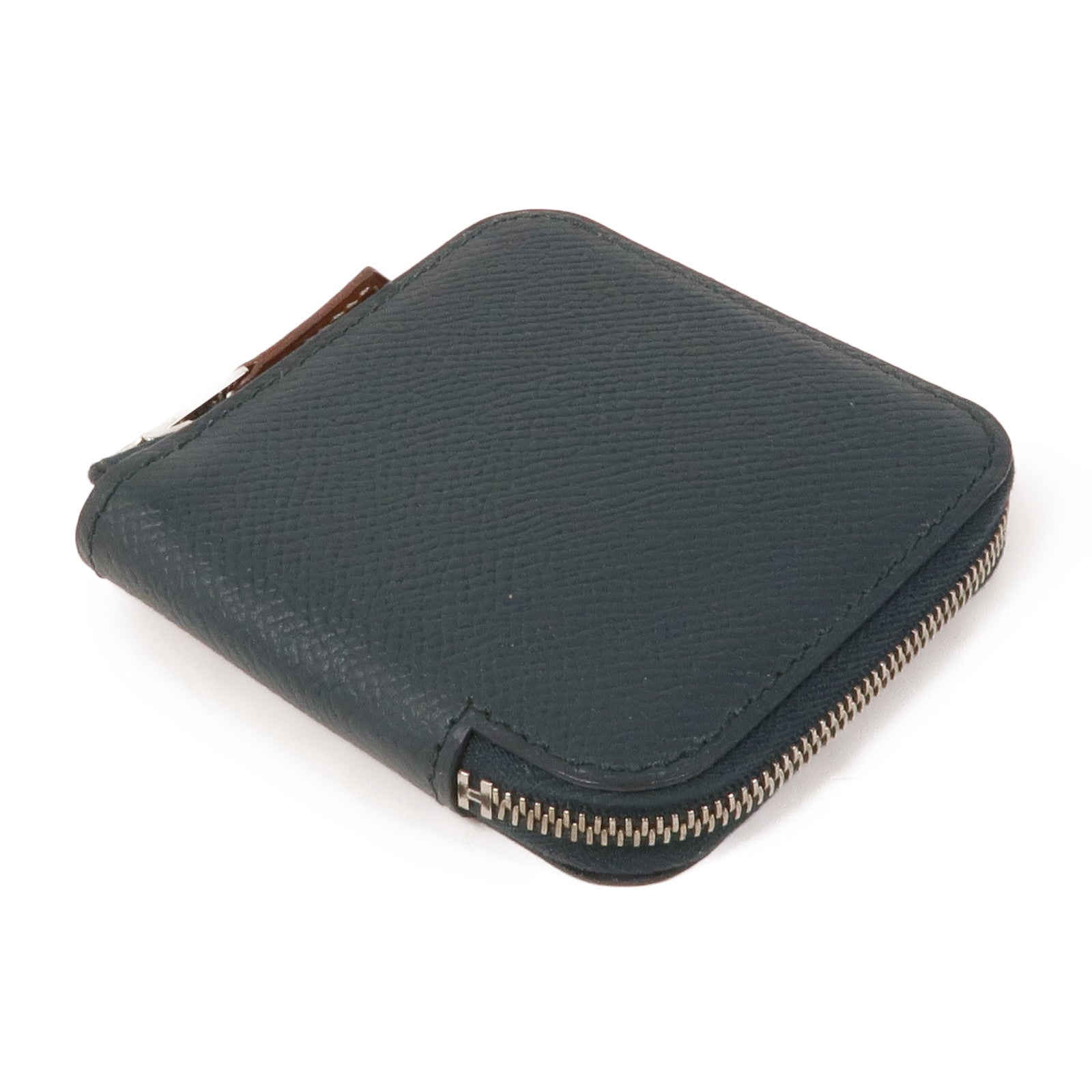 HERMES 【激減優惠】Epsom皮革Silk'In Change Purse銀扣零錢包Vert Fonce