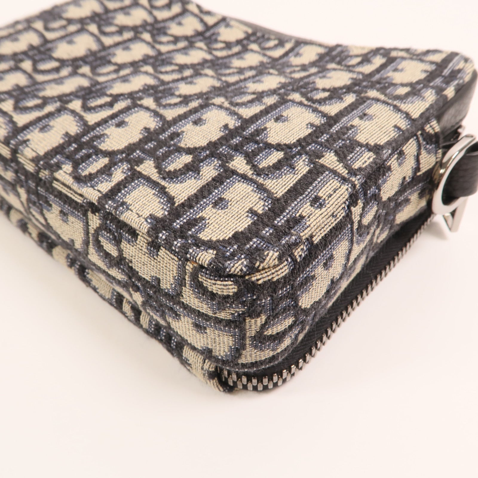 Dior 帆布Oblique Zipped Pouch With Strap銀扣肩背袋