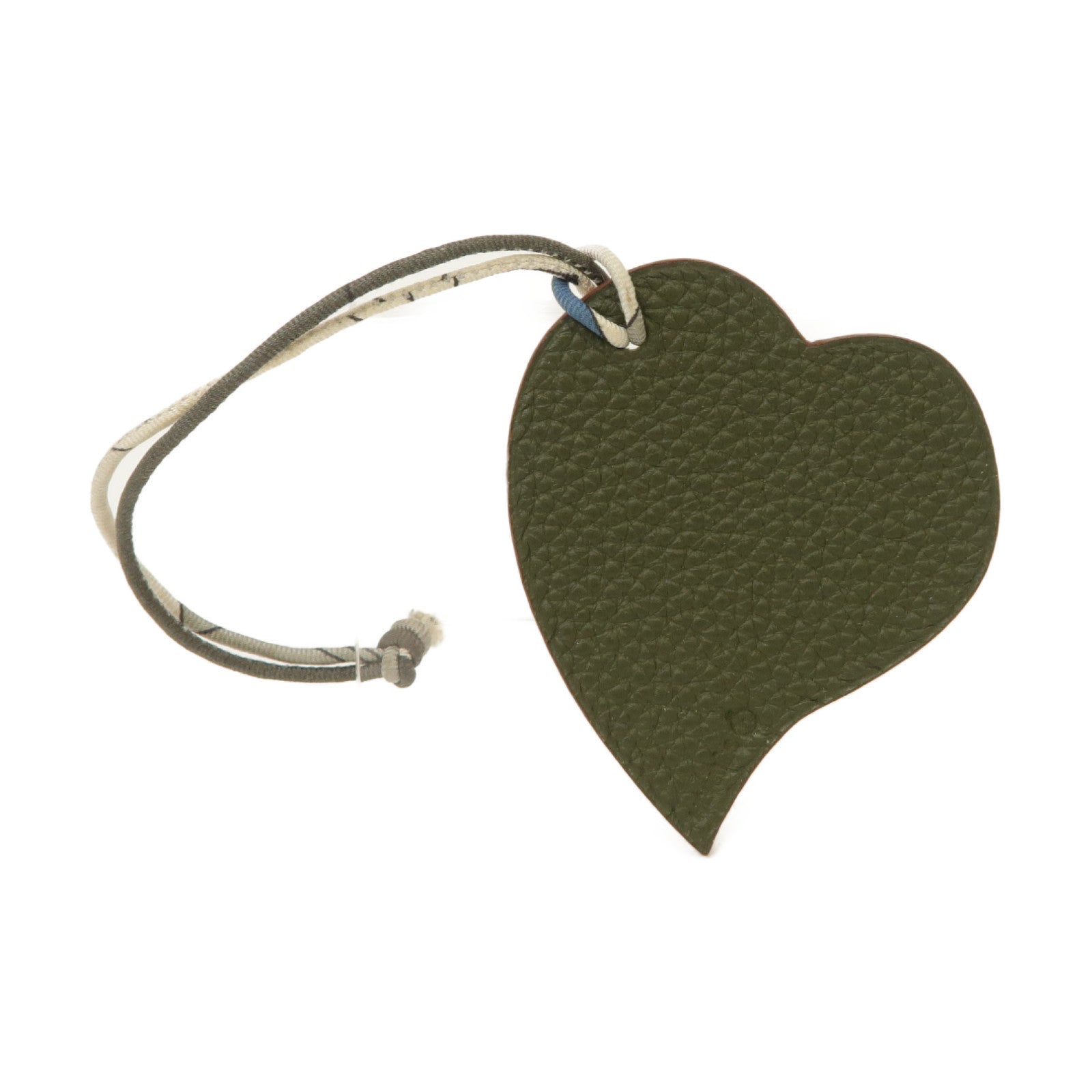 HERMES Epsom皮革Petit H Heart Charm掛飾Rouge Grenat石榴紅色/Olive橄欖綠色