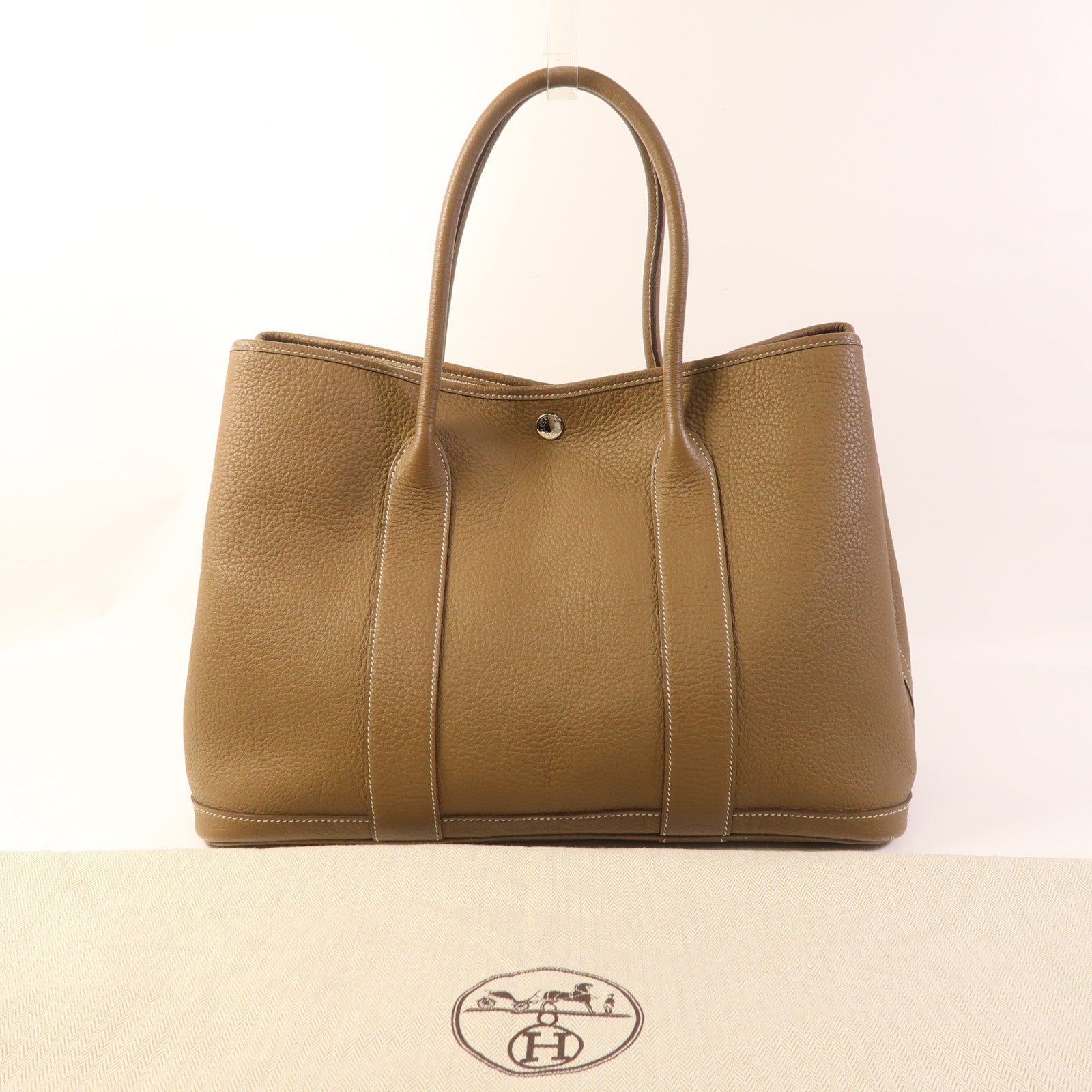 HERMES PHW Garden Party PM Tote Bag Negonda Etoupe