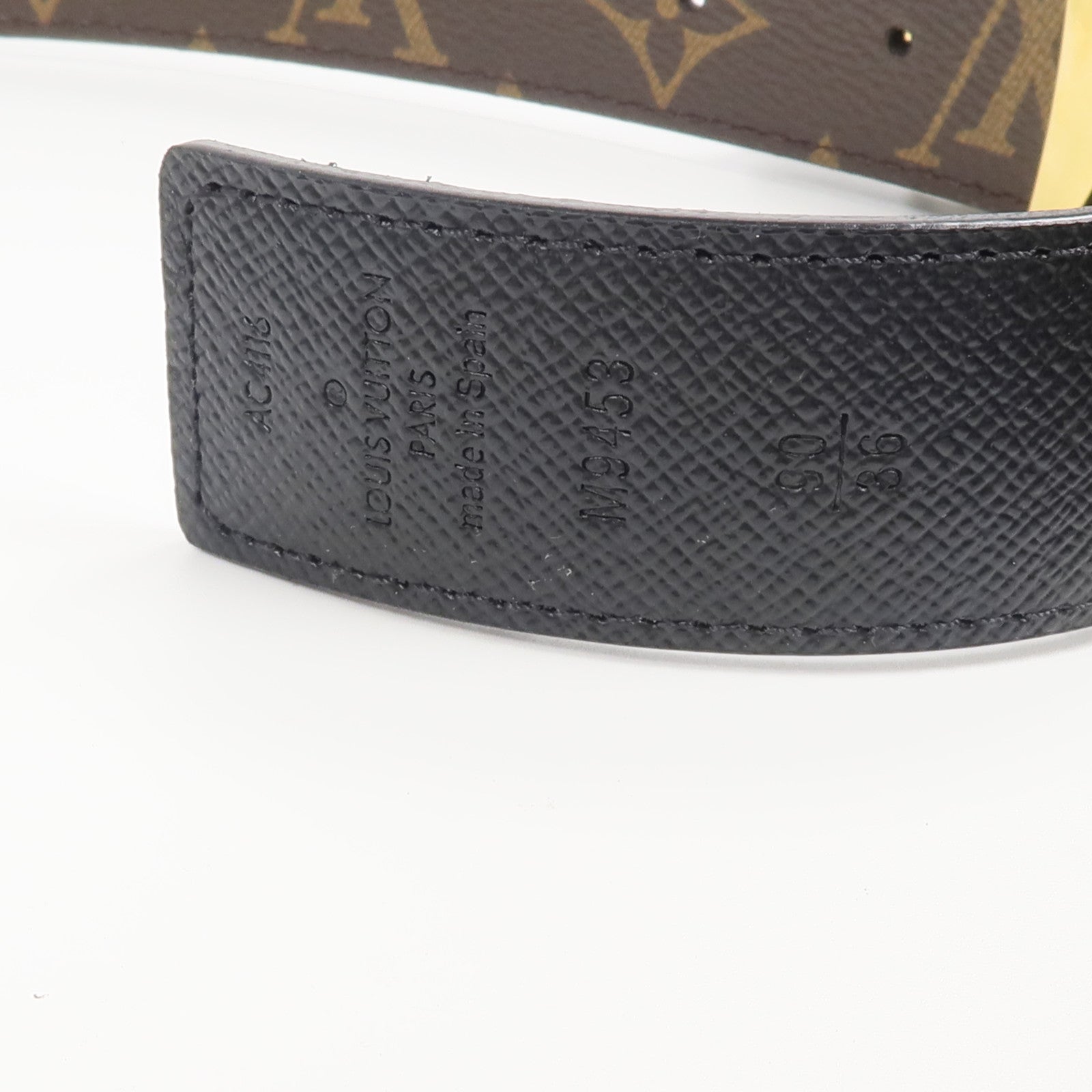 LOUIS VUITTON Monogram/牛皮皮革LV Initiales Reversible Belt 90cm皮帶