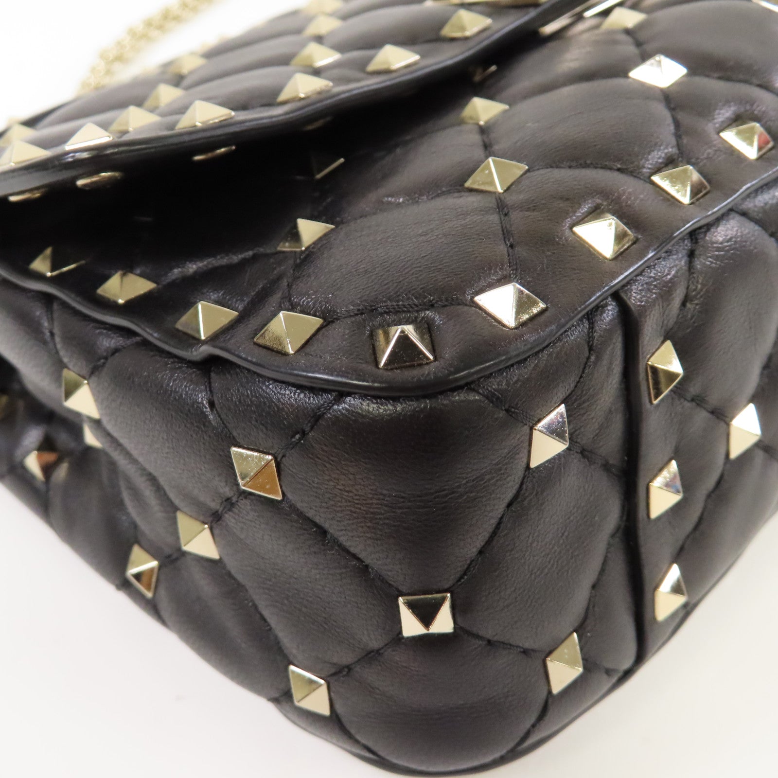 Valentino 皮革2 Way Shoulder金扣手挽肩背兩用袋黑色
