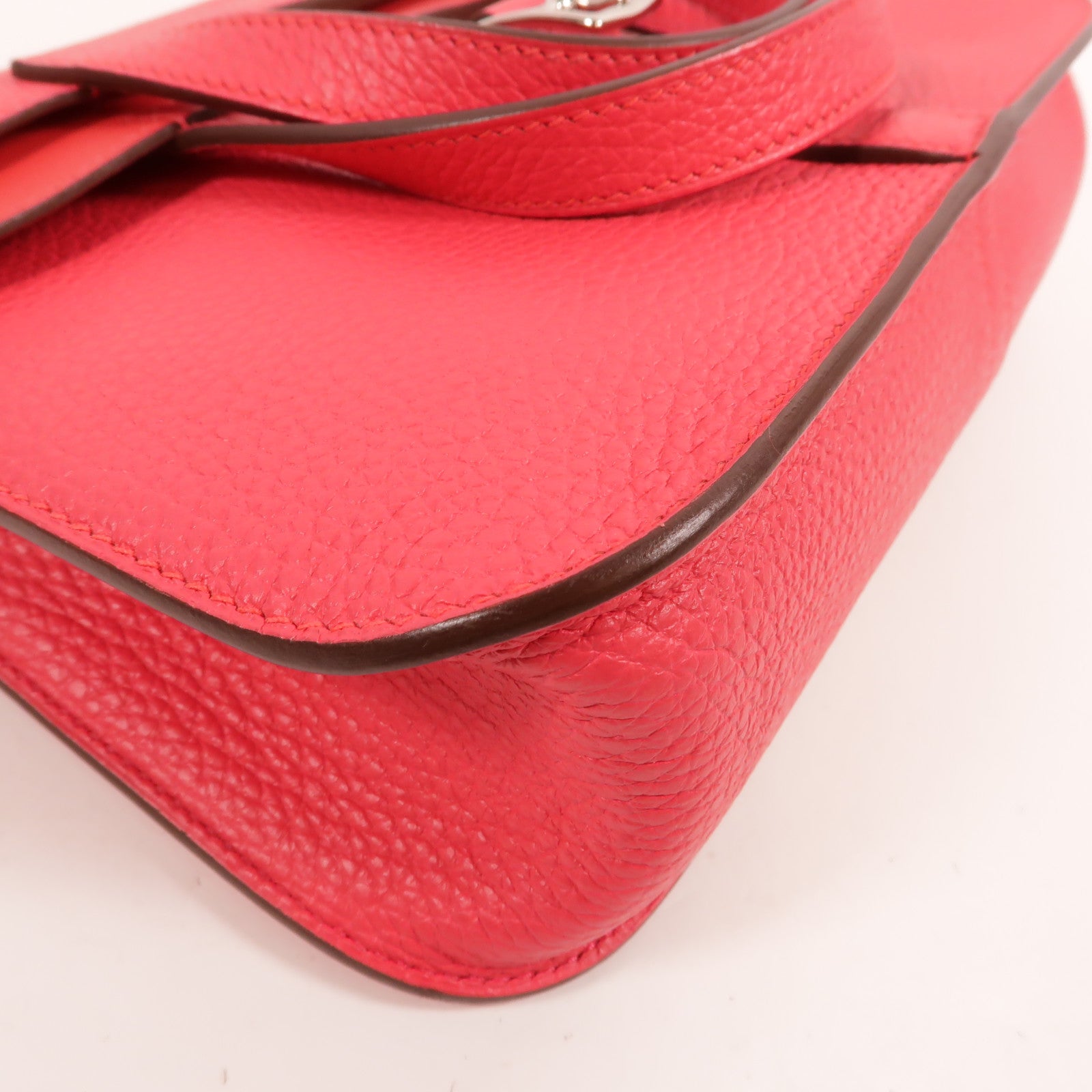 HERMES Clemence皮革Halzan 25手挽肩背兩用袋Rose Extreme