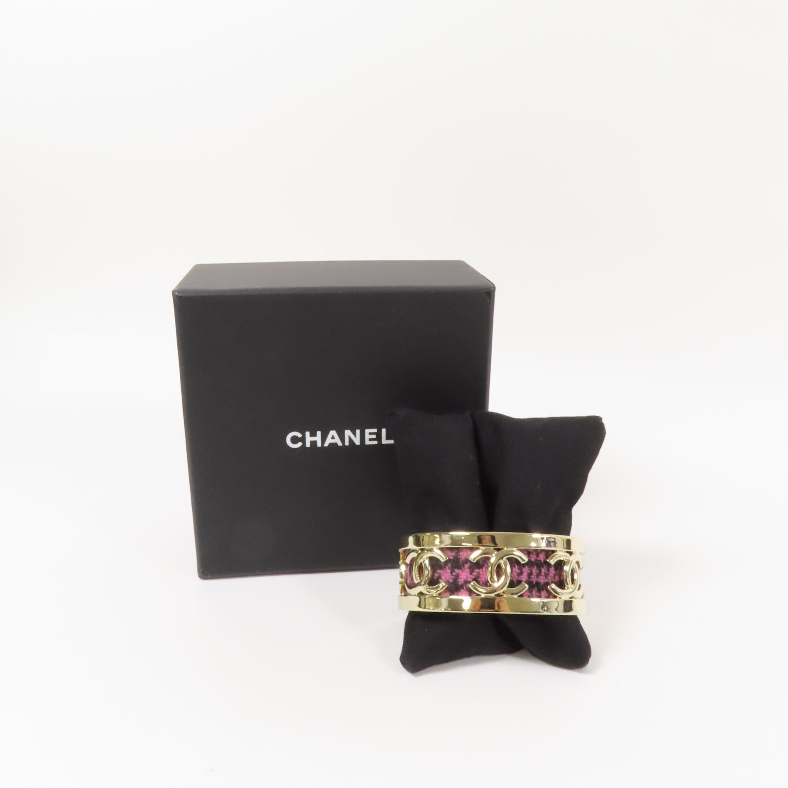 CHANEL 金屬/Tweed CoCo Mark Bangle手鐲