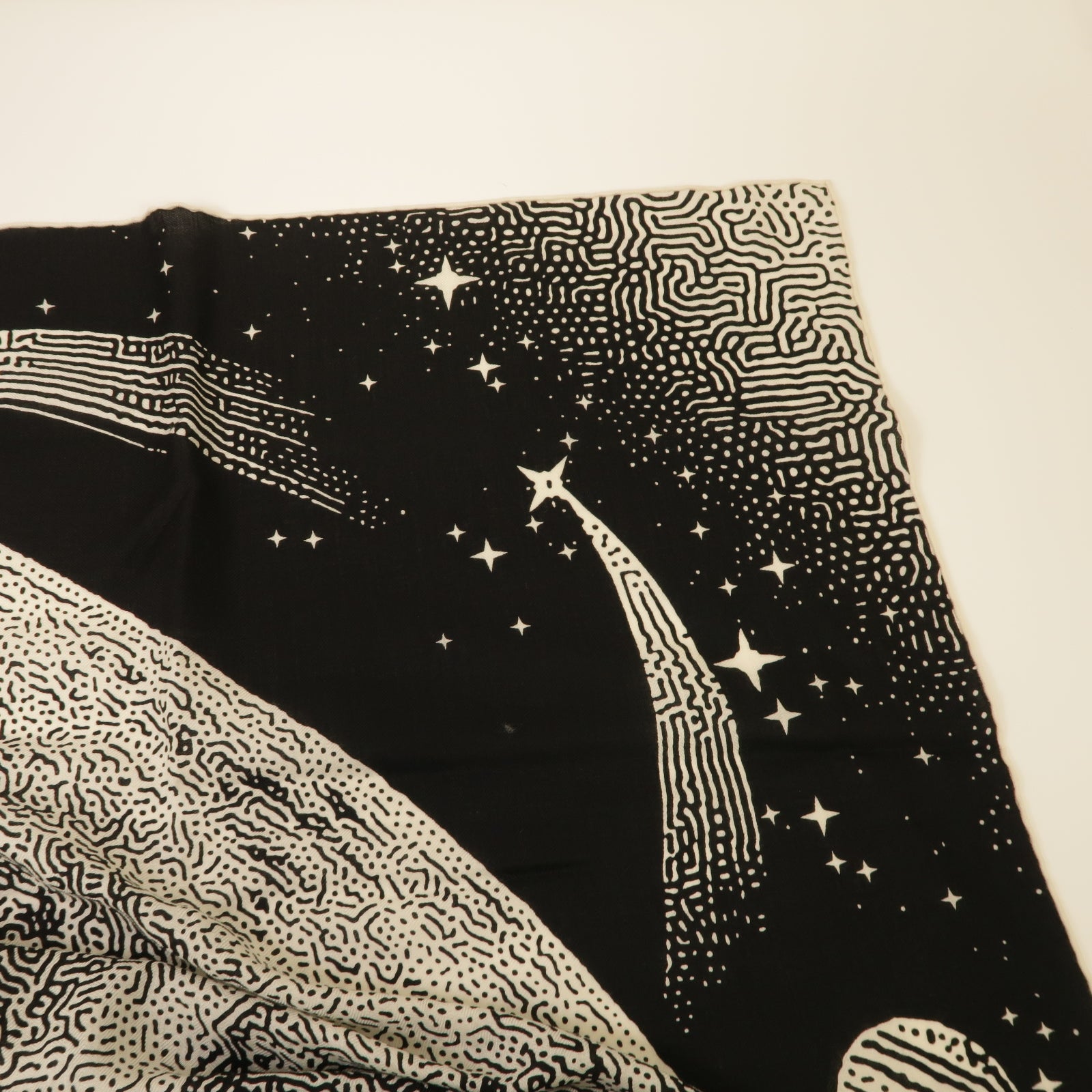 HERMES Cashmere Scarf圍巾黒色/白色
