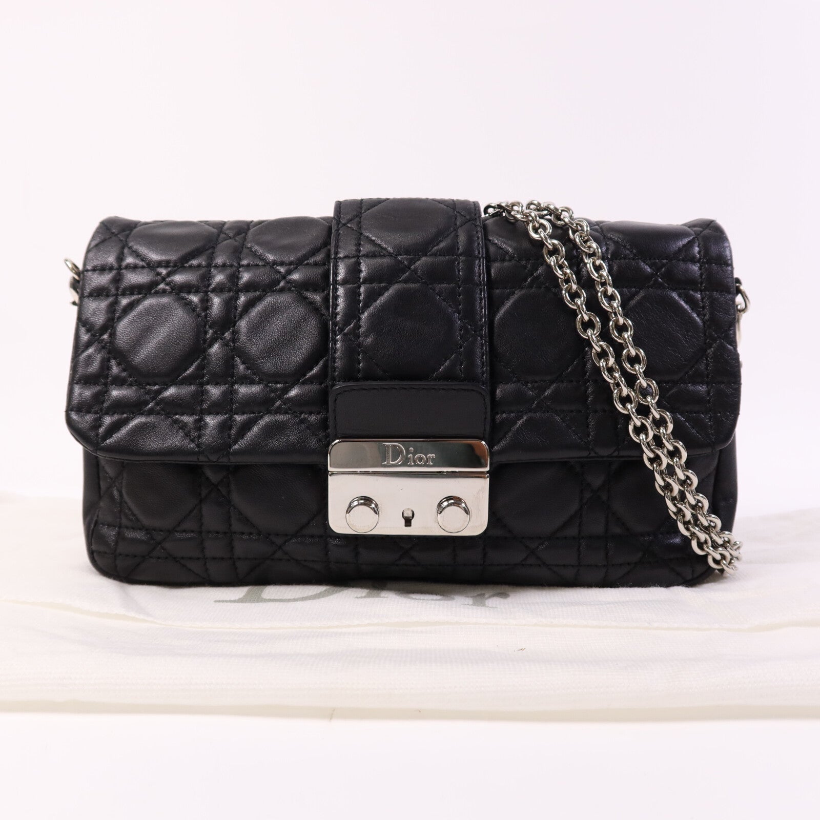 Dior 羊皮皮革Shoulder Bag銀扣鏈帶肩背袋