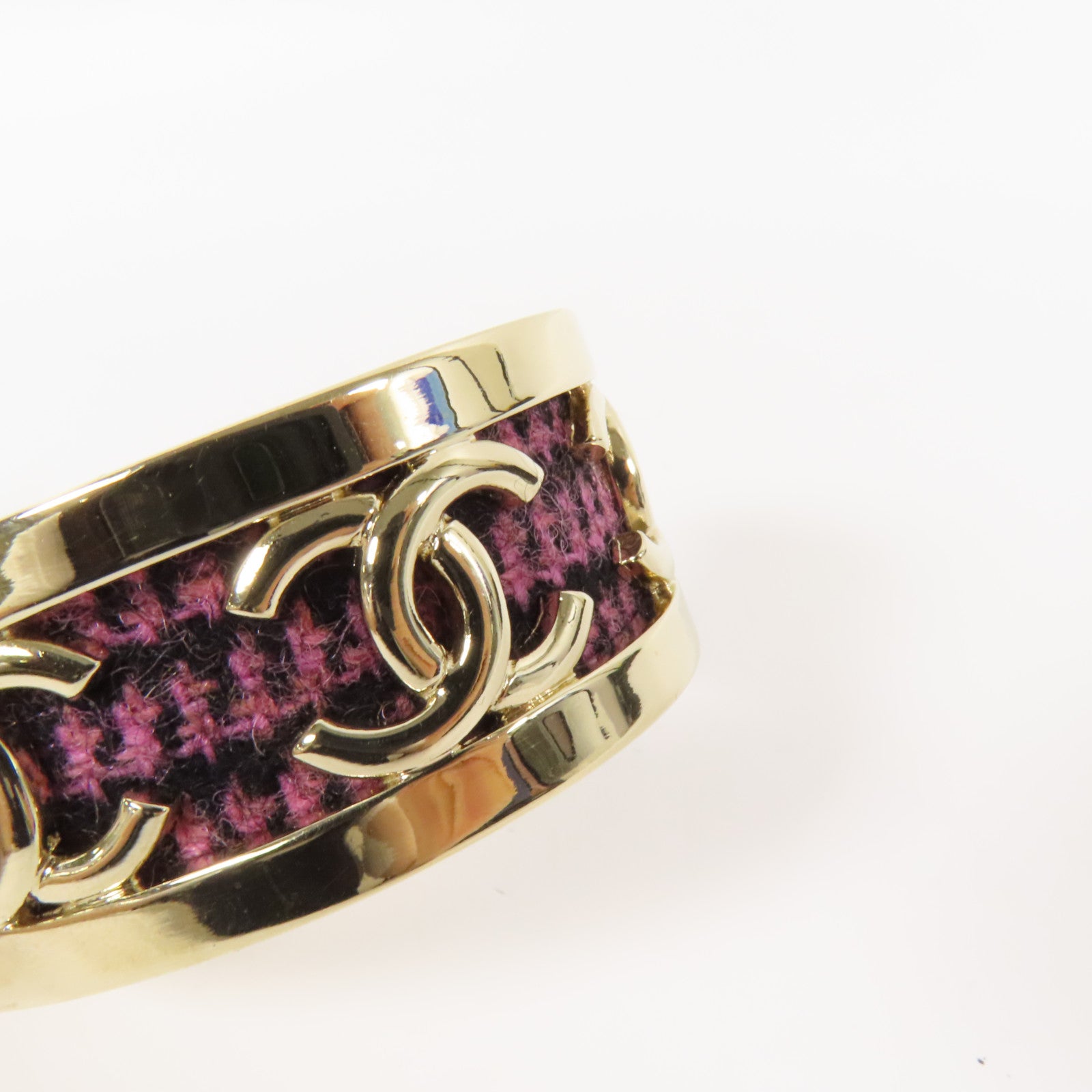 CHANEL 金屬/Tweed CoCo Mark Bangle手鐲