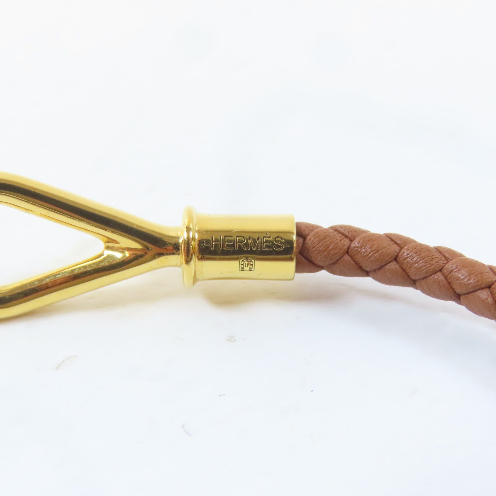 HERMES 皮革Jumbo H Bracelet金扣手鐲Gold/金色/經典駝色#14.5cm
