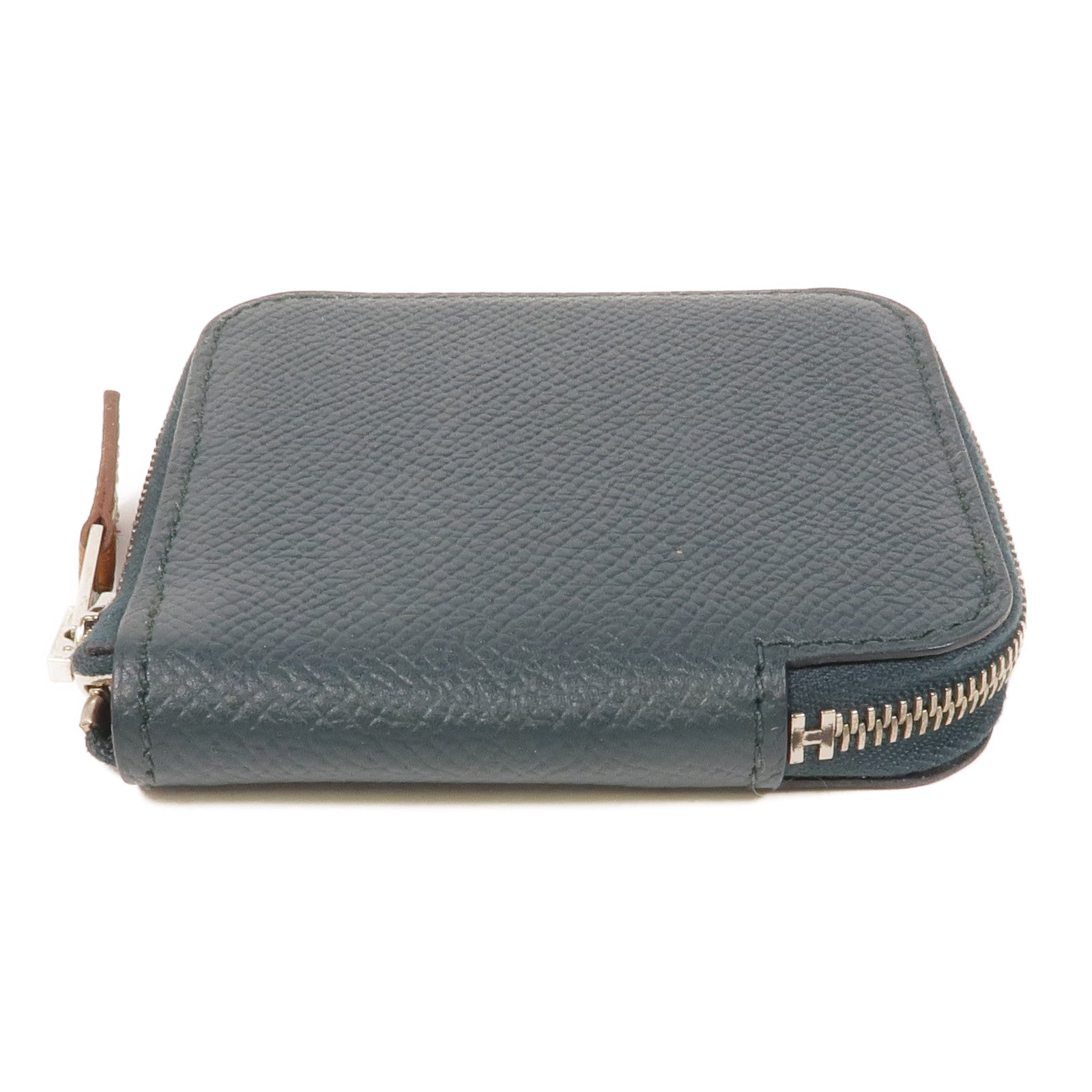 HERMES 【激減優惠】Epsom皮革Silk'In Change Purse銀扣零錢包Vert Fonce