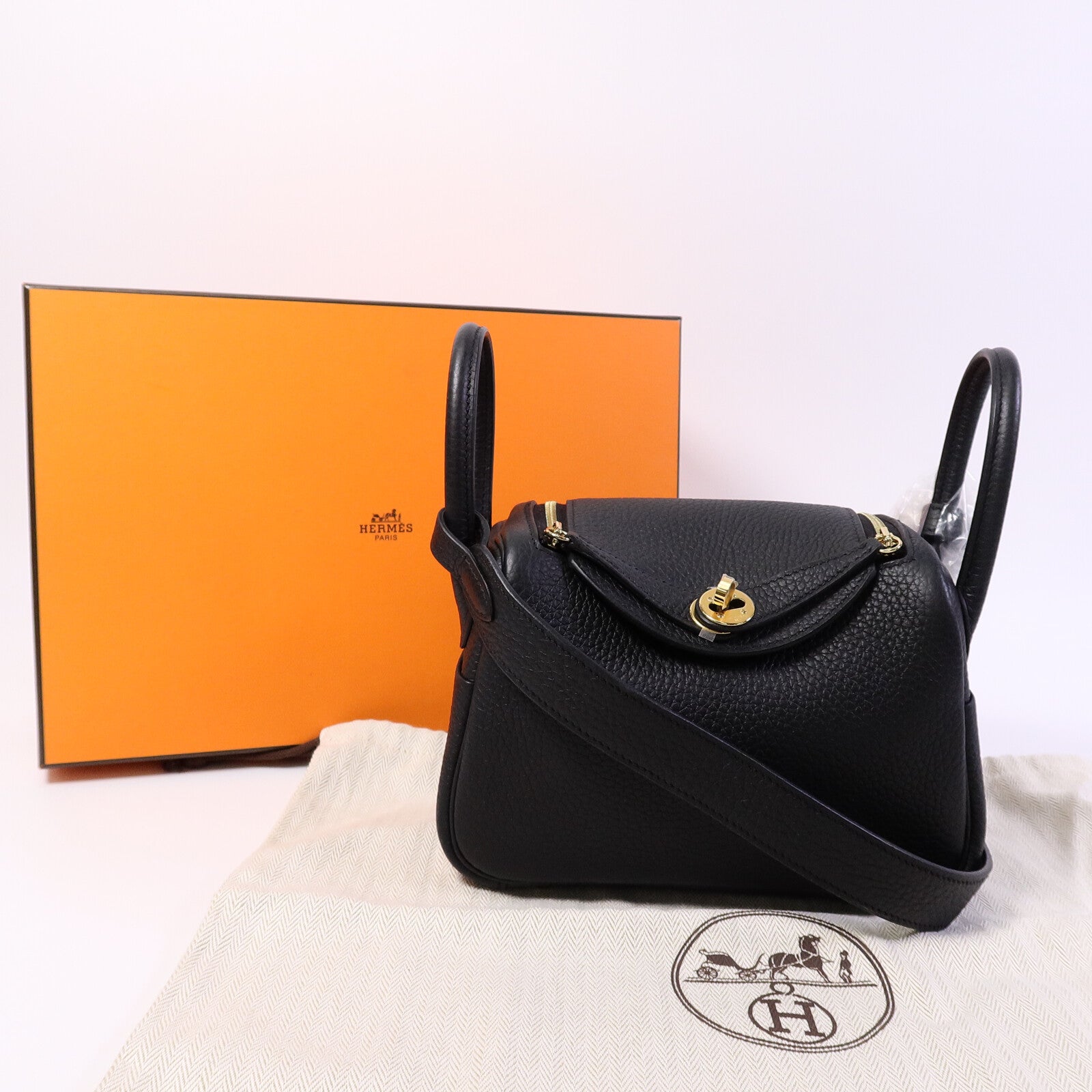 HERMES Clemence皮革Mini LindyII肩背袋