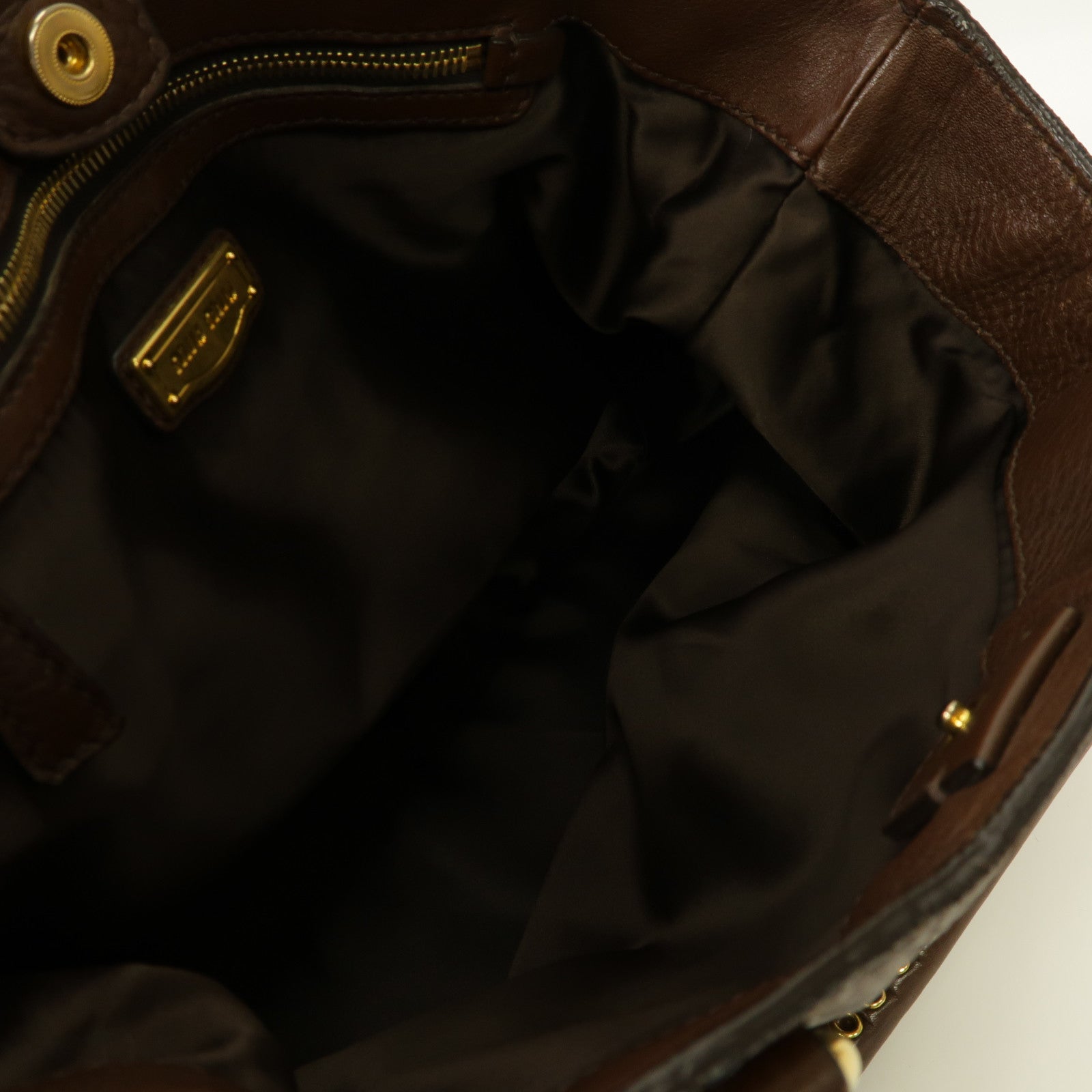 Miu Miu 牛皮皮革2way Shoulder Bag金扣手挽肩背兩用袋啡色