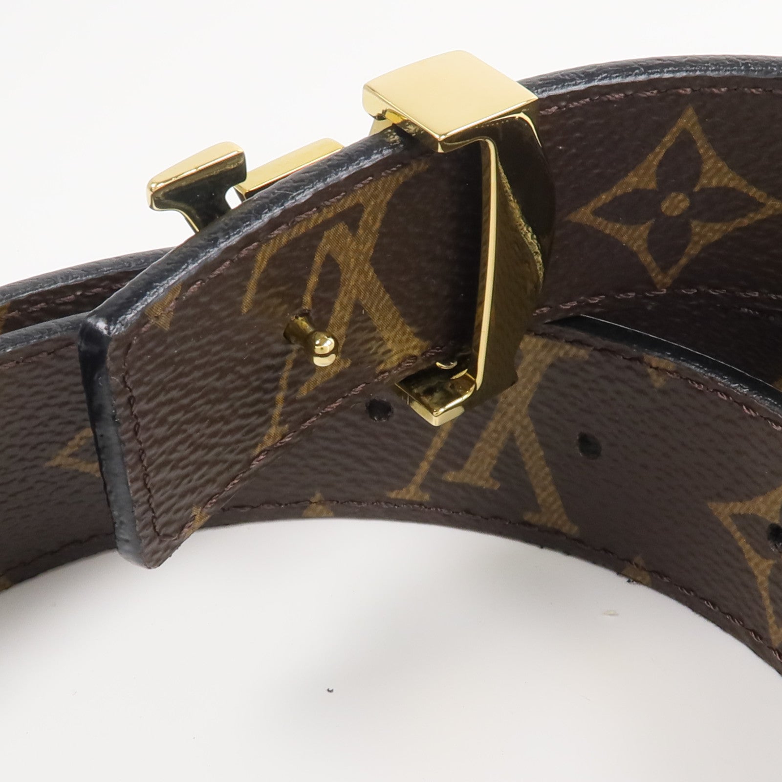 LOUIS VUITTON Monogram/牛皮皮革LV Initiales Reversible Belt 90cm皮帶