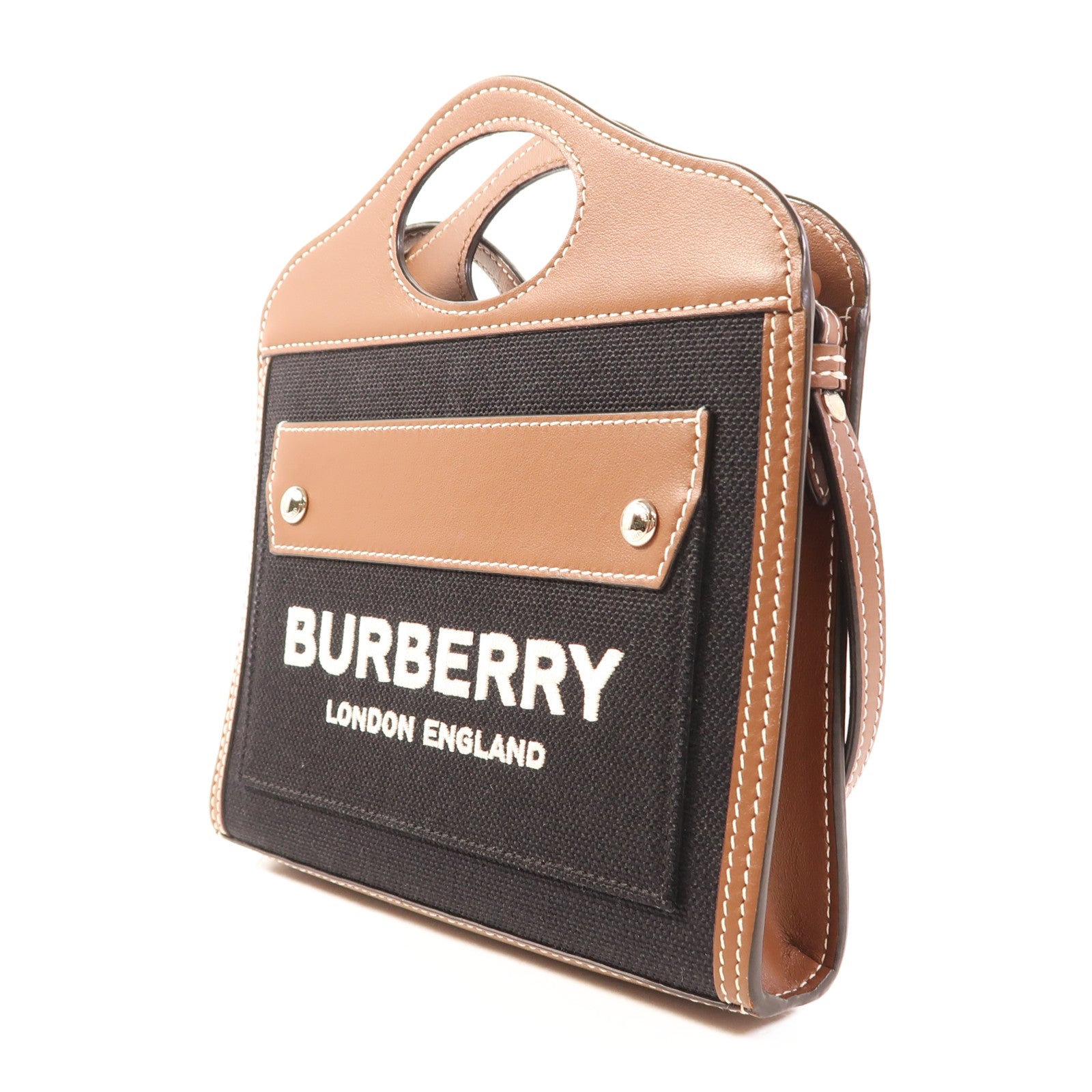 BURBERRY 帆布Shoulder Bag銀扣肩背袋