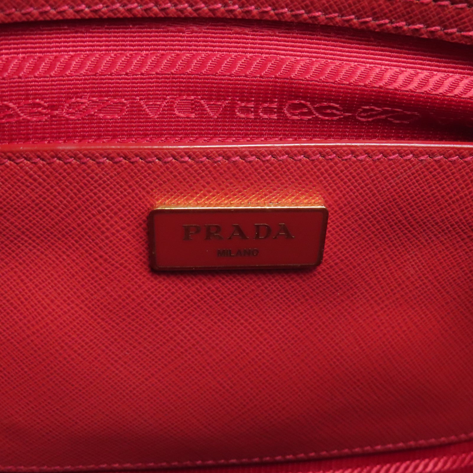PRADA 皮革2 Way Shoulder金扣手挽肩背兩用袋紅色