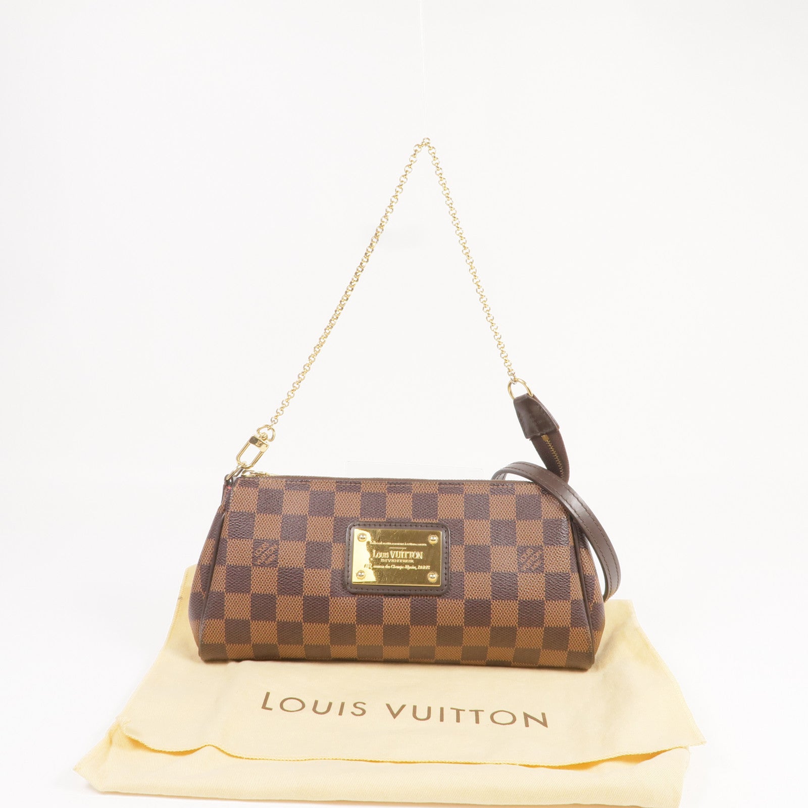 LOUIS VUITTON Damier Eva金扣手挽肩背兩用袋棕色