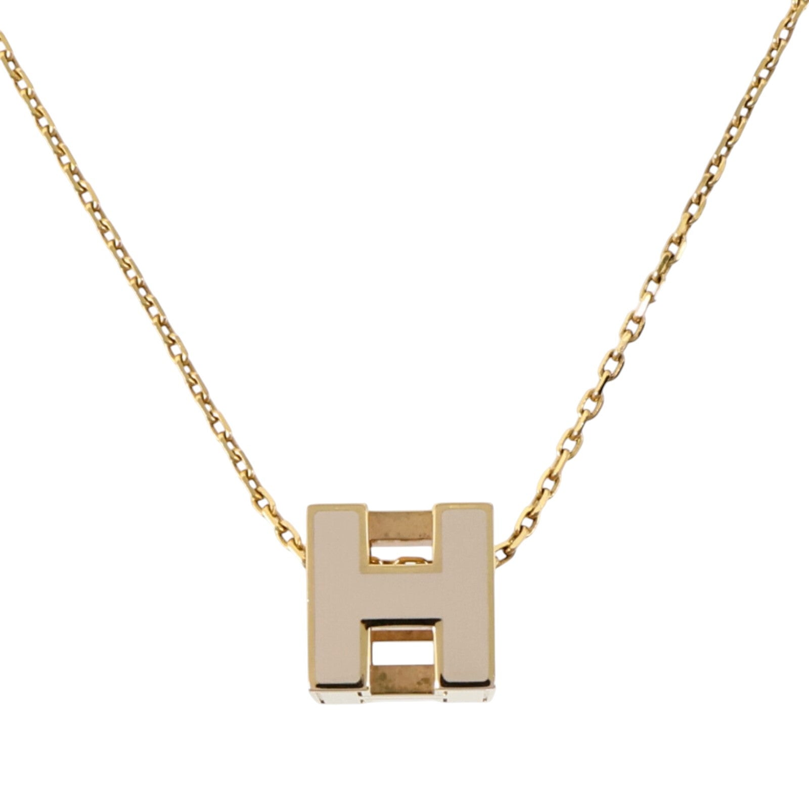 HERMES 金屬/琺瑯Cube d'H項鏈Etoupe