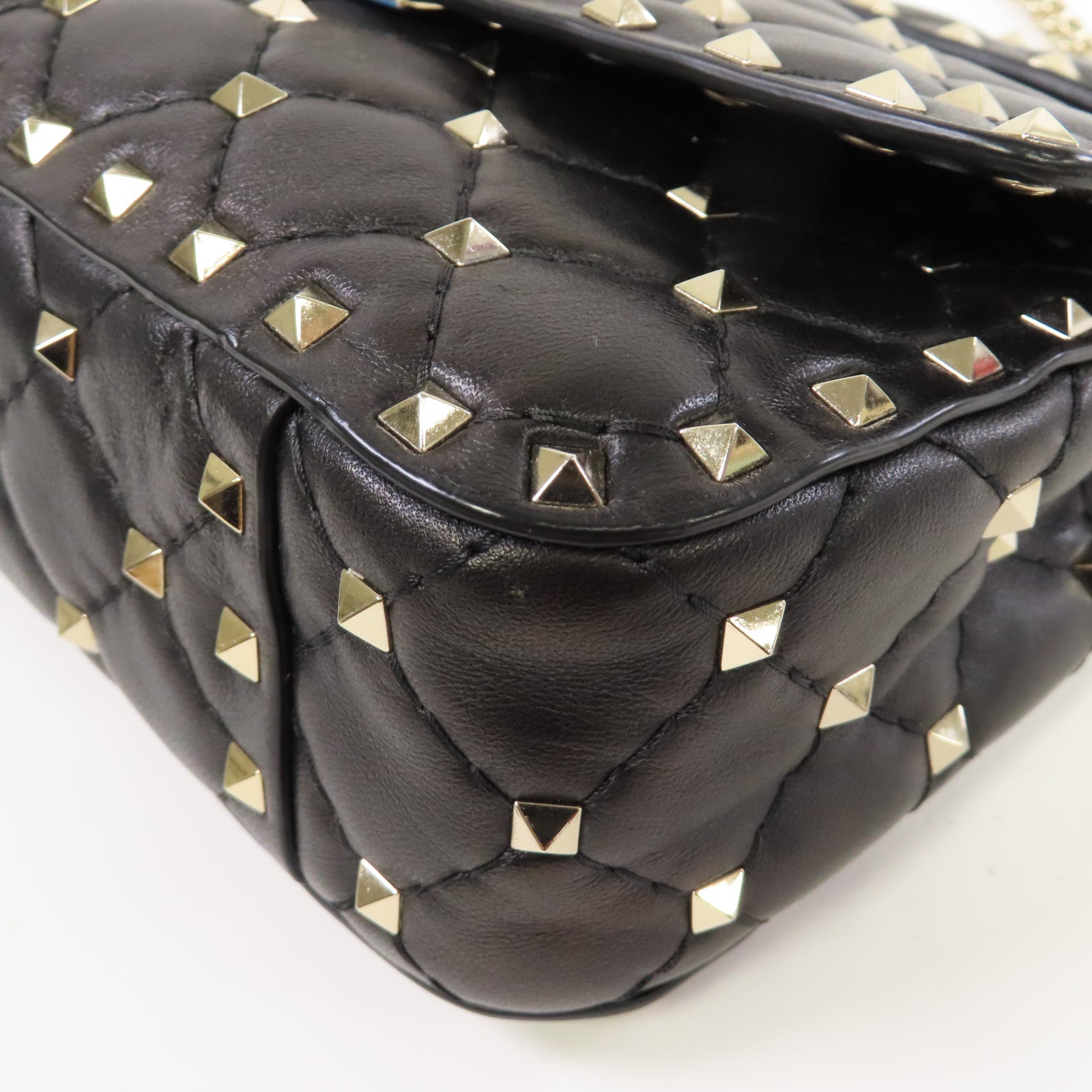 Valentino 皮革2 Way Shoulder金扣手挽肩背兩用袋黑色