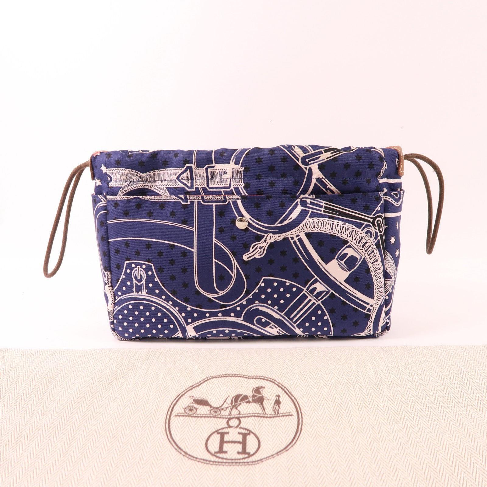 HERMES 絲質Pouch銀扣小袋