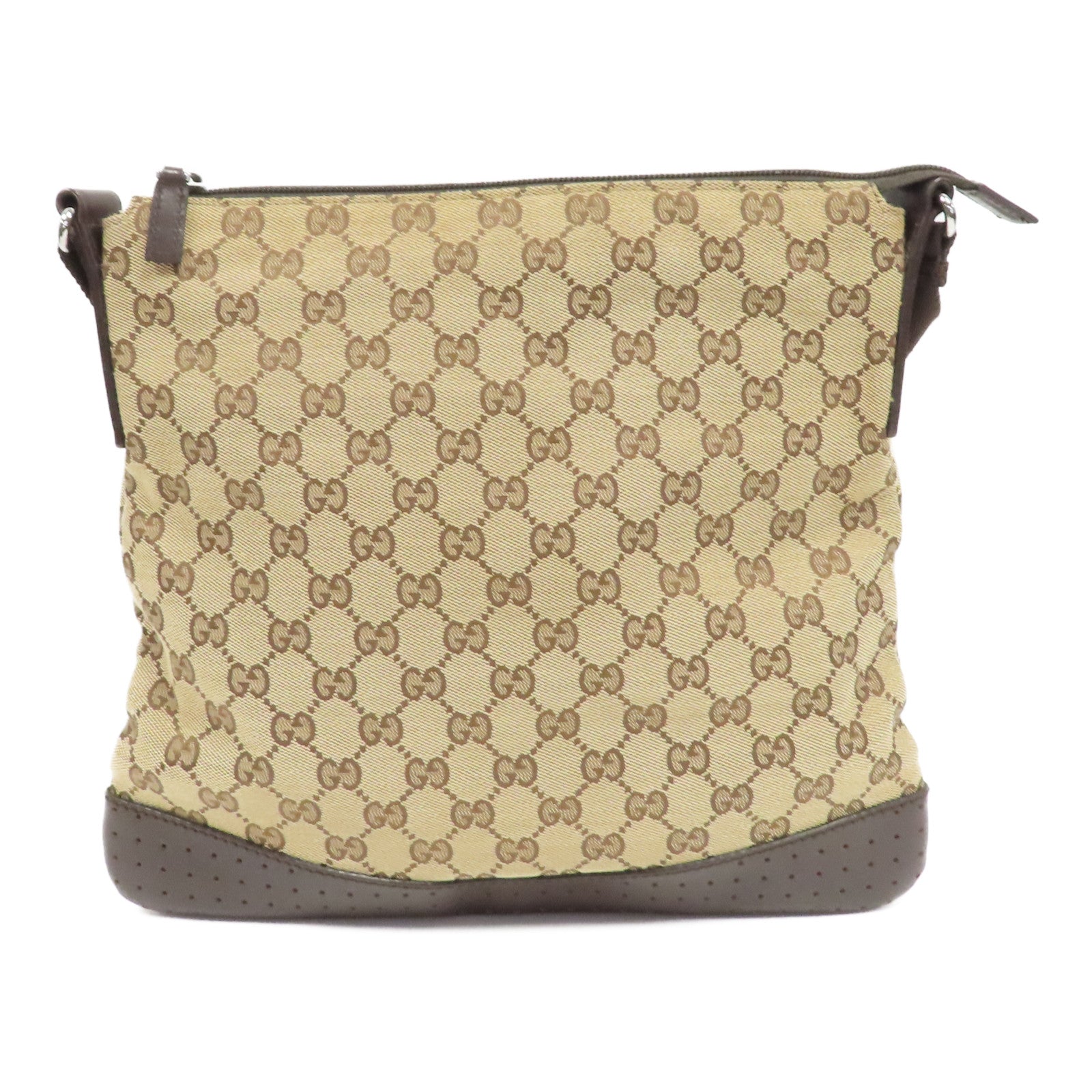 GUCCI 帆布Shoulder Bag銀扣肩背袋啡色